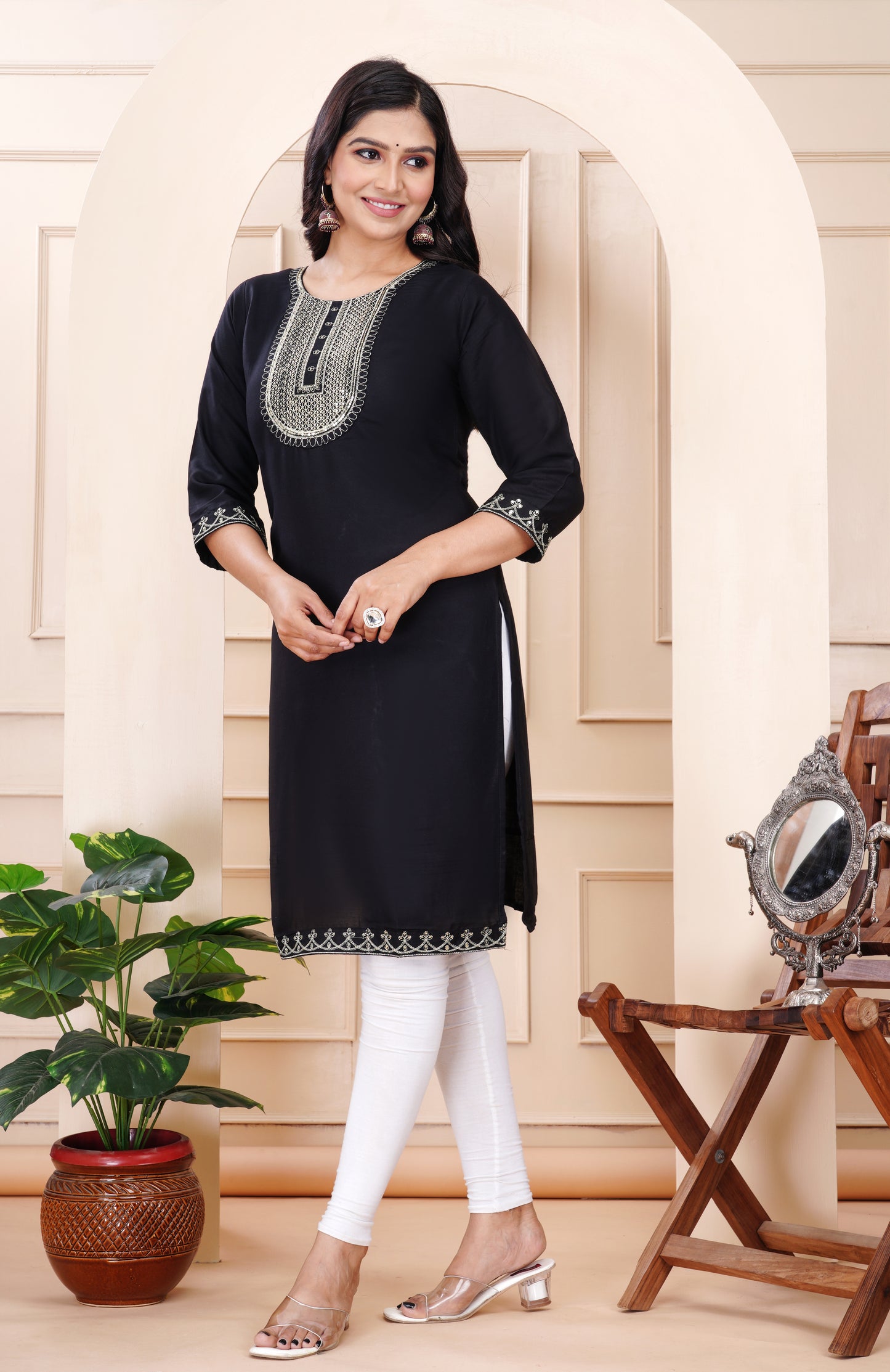 Rayon viscose embroidery kurti