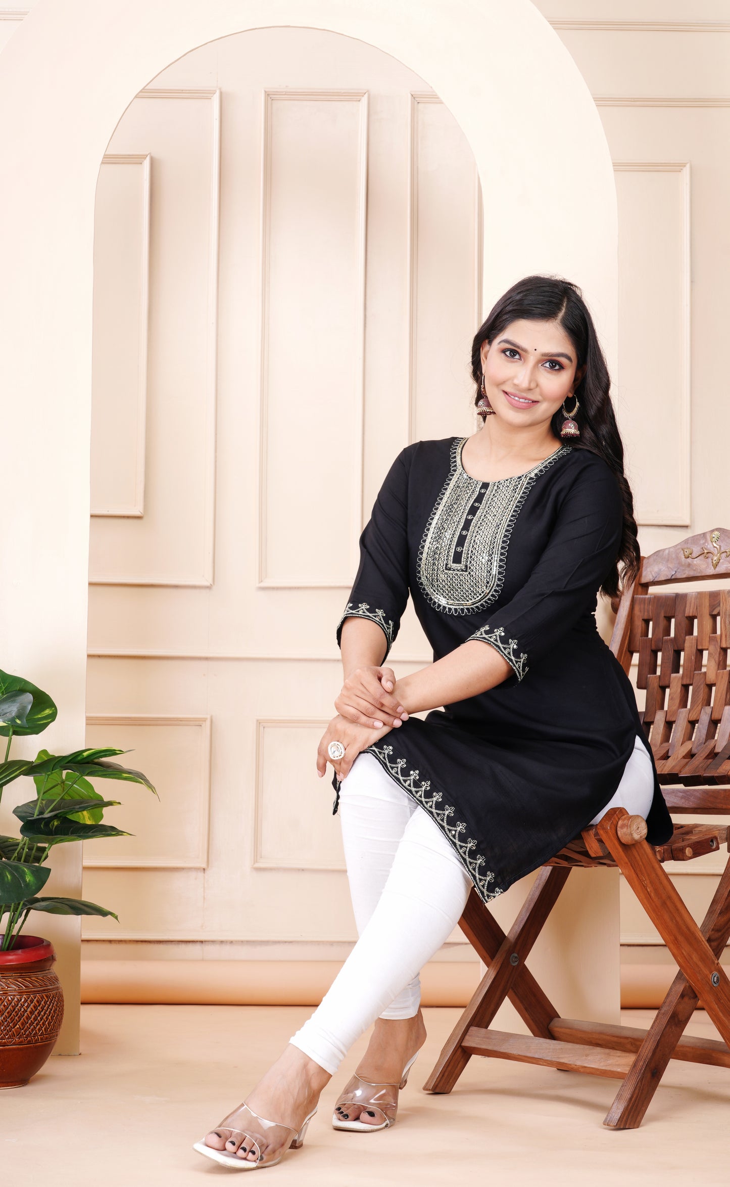 Rayon viscose embroidery kurti