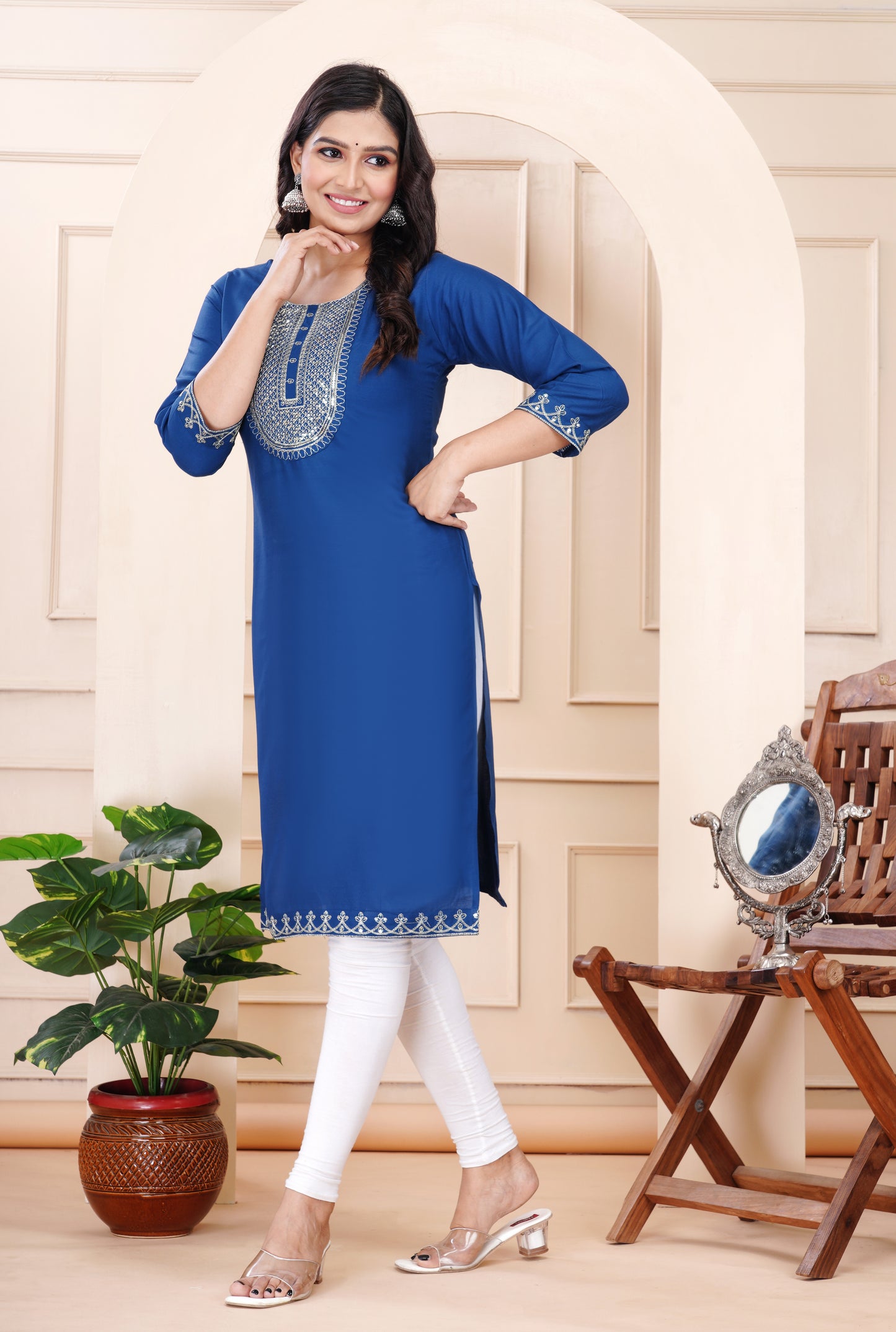 Rayon viscose embroidery kurti