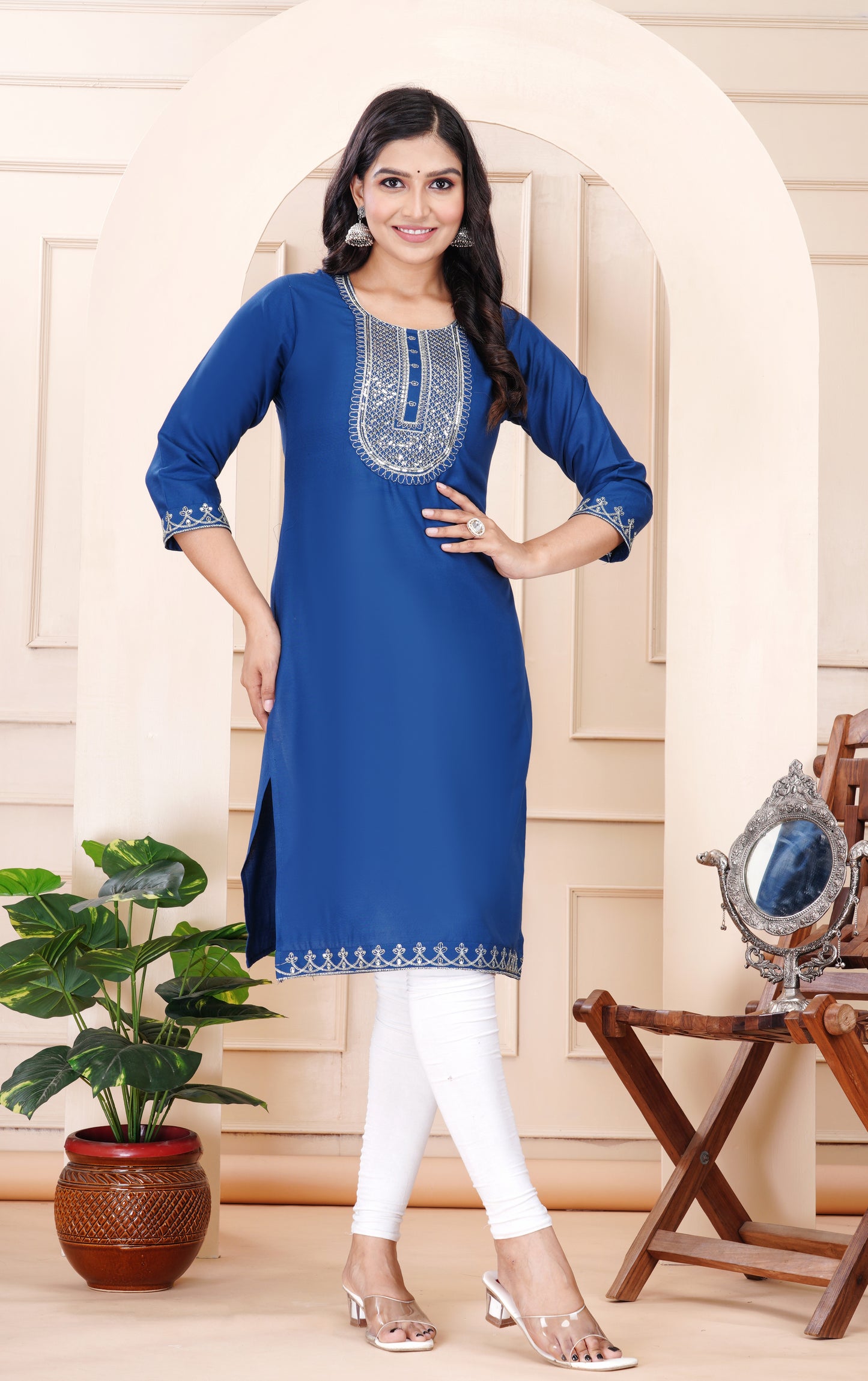 Rayon viscose embroidery kurti