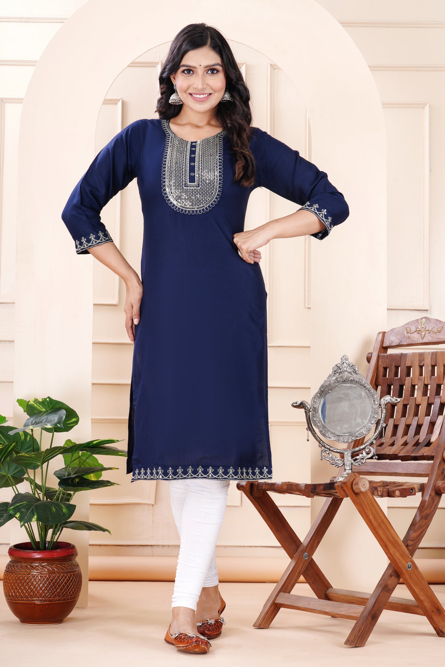 Rayon viscose embroidery kurti