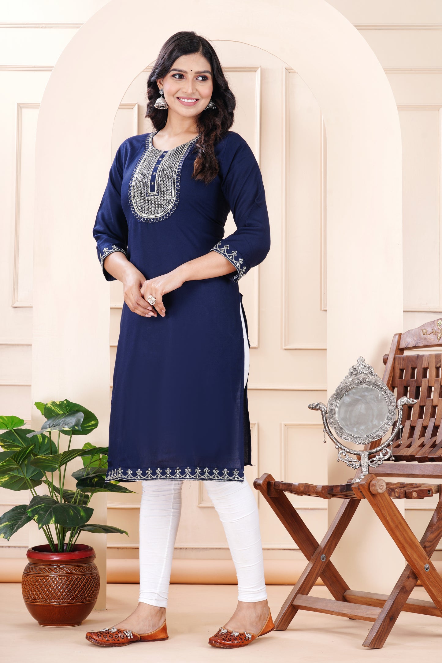 Rayon viscose embroidery kurti