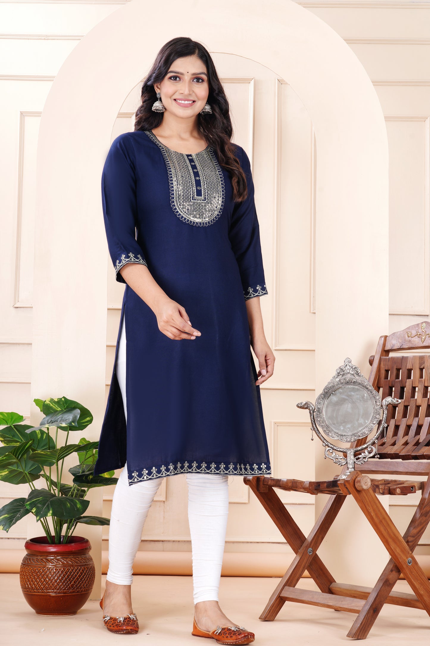 Rayon viscose embroidery kurti
