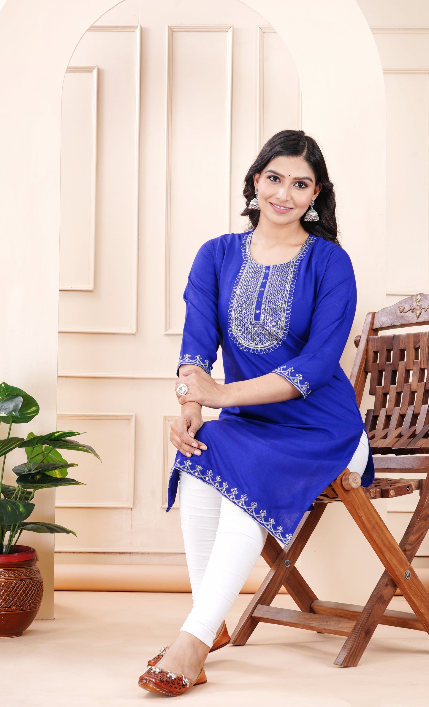 Rayon viscose embroidery kurti