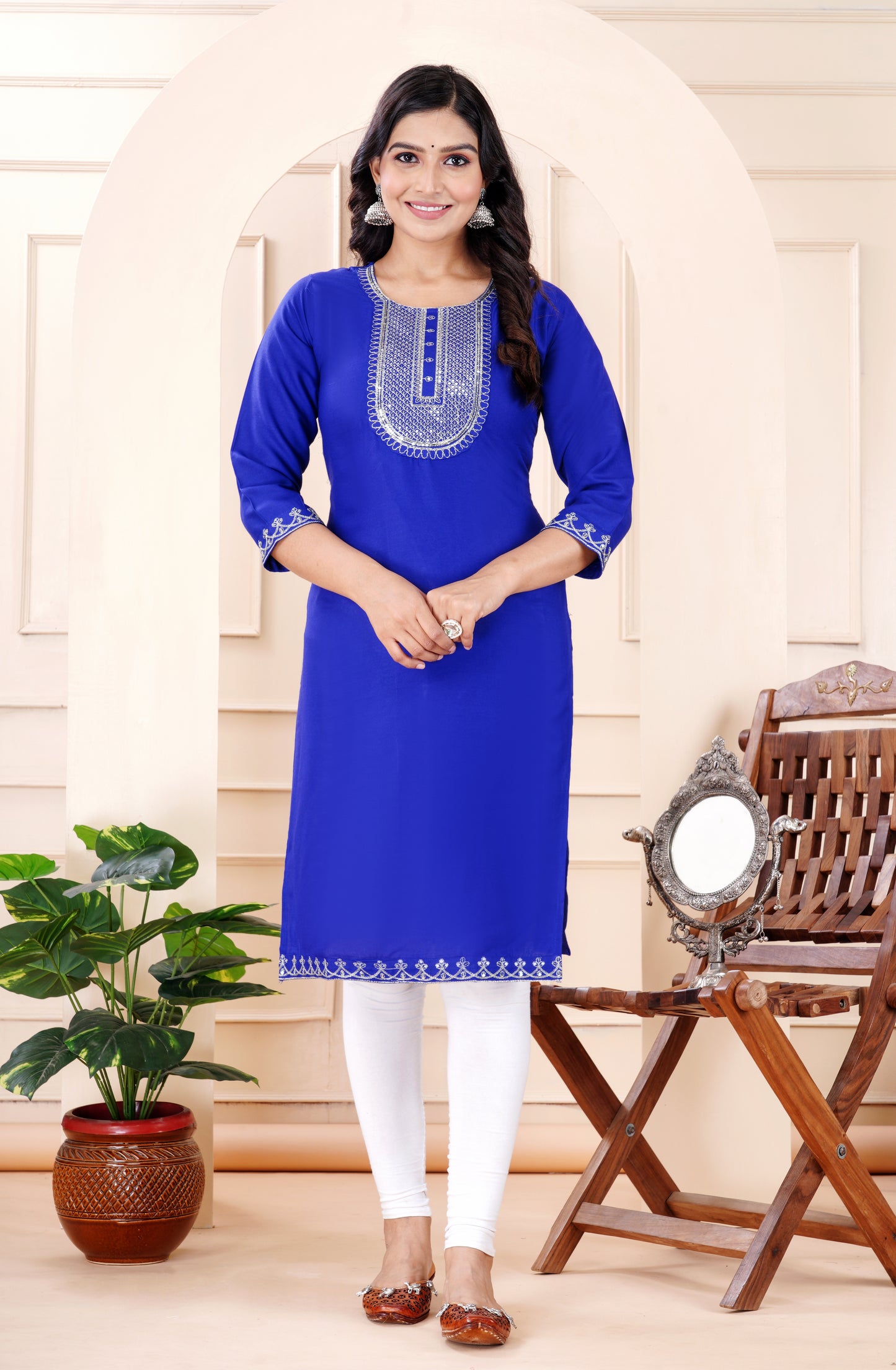 Rayon viscose embroidery kurti
