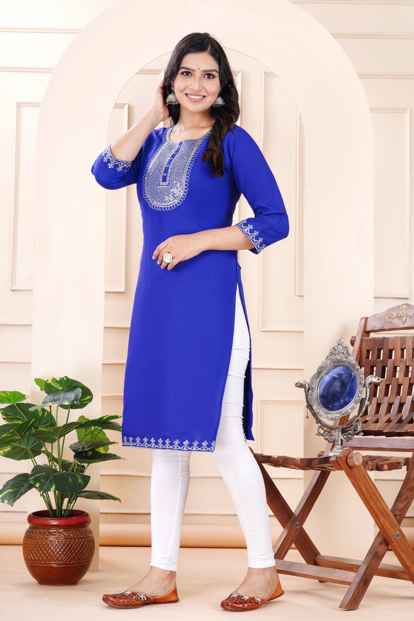 Rayon viscose embroidery kurti