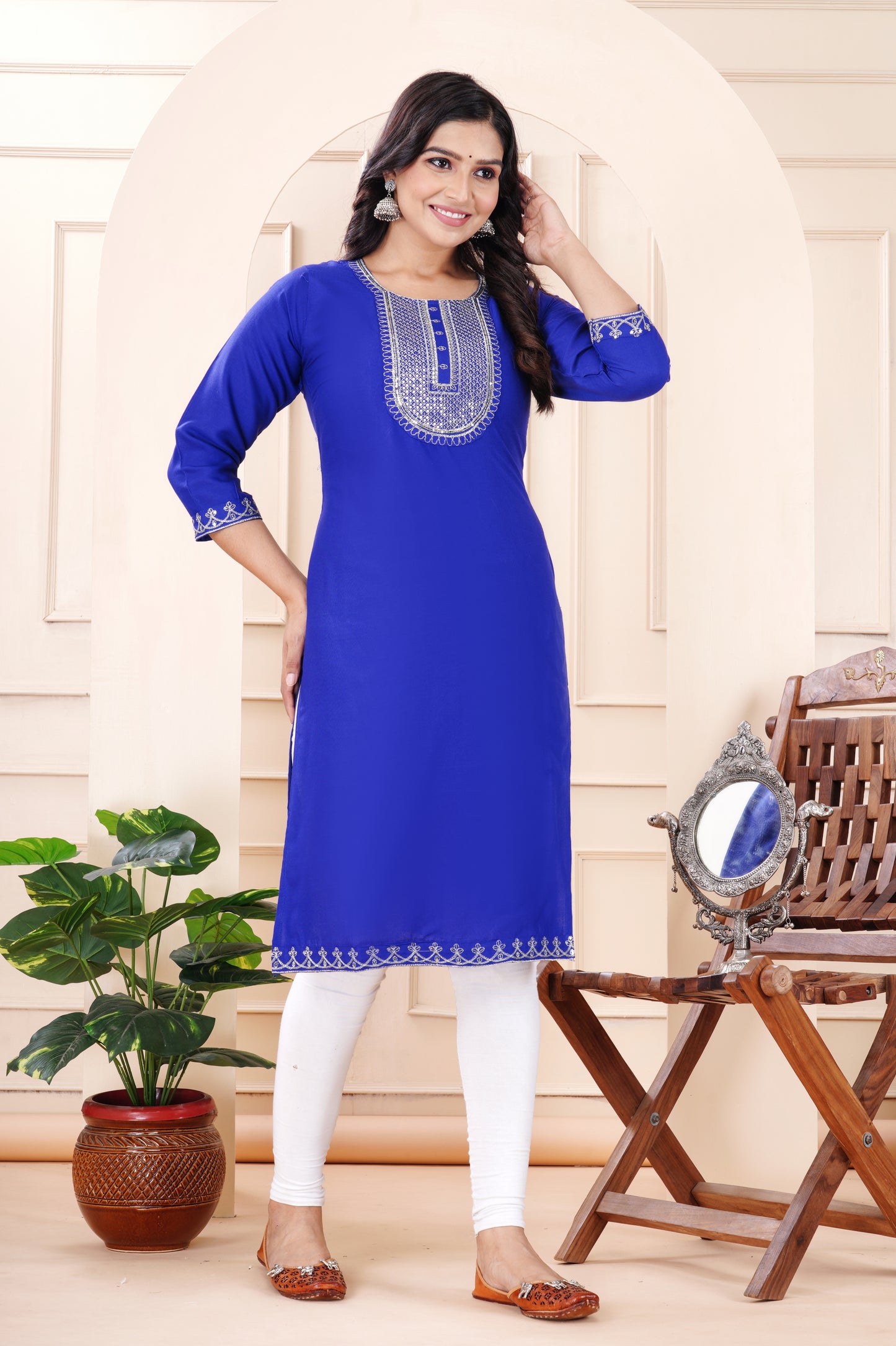 Rayon viscose embroidery kurti