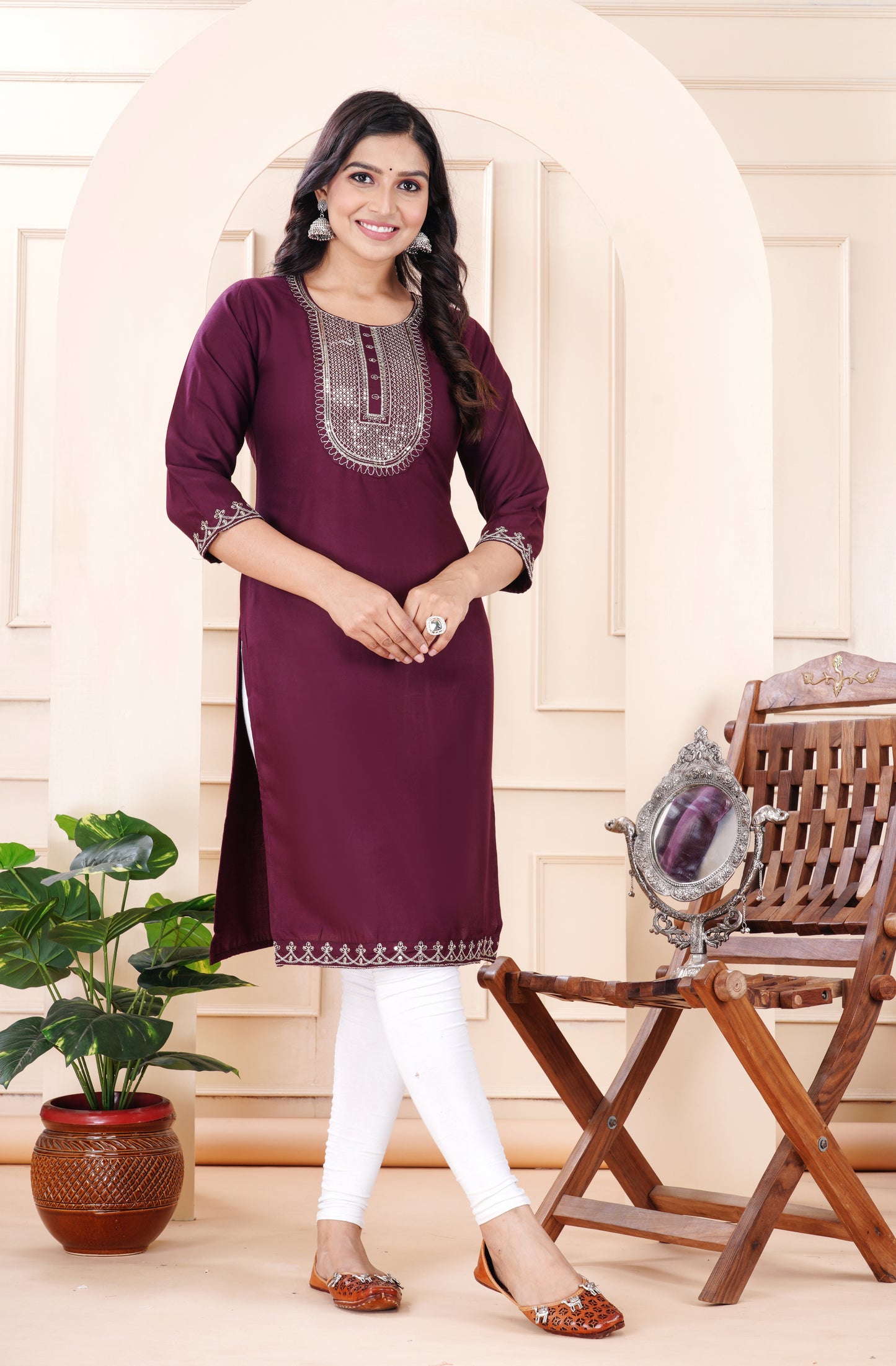 Rayon viscose embroidery kurti