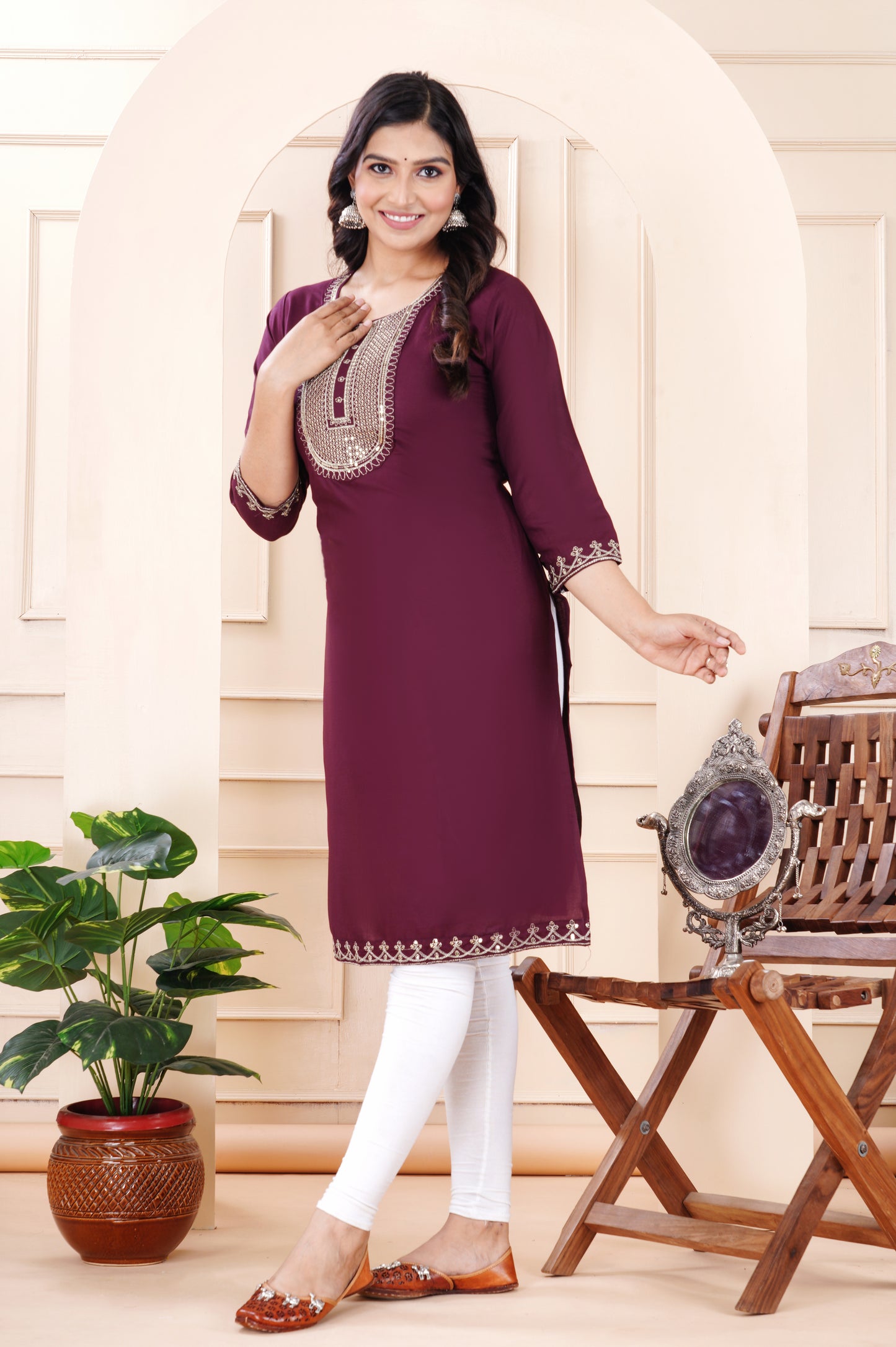 Rayon viscose embroidery kurti