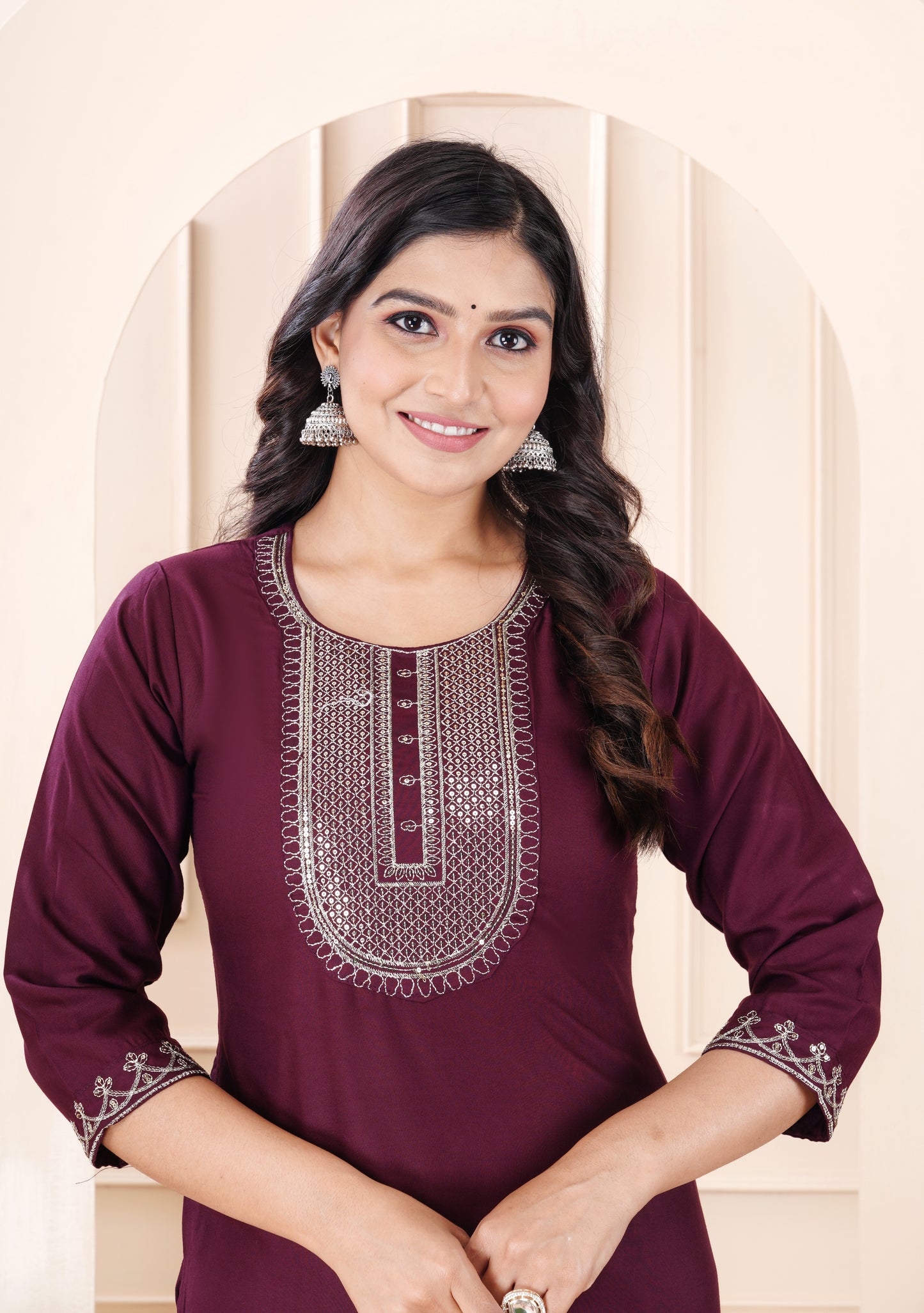 Rayon viscose embroidery kurti