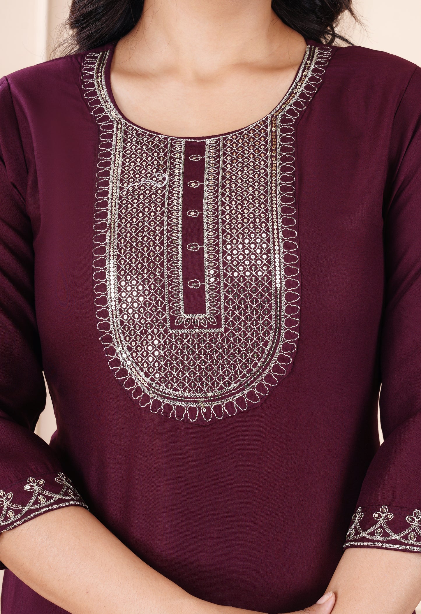 Rayon viscose embroidery kurti