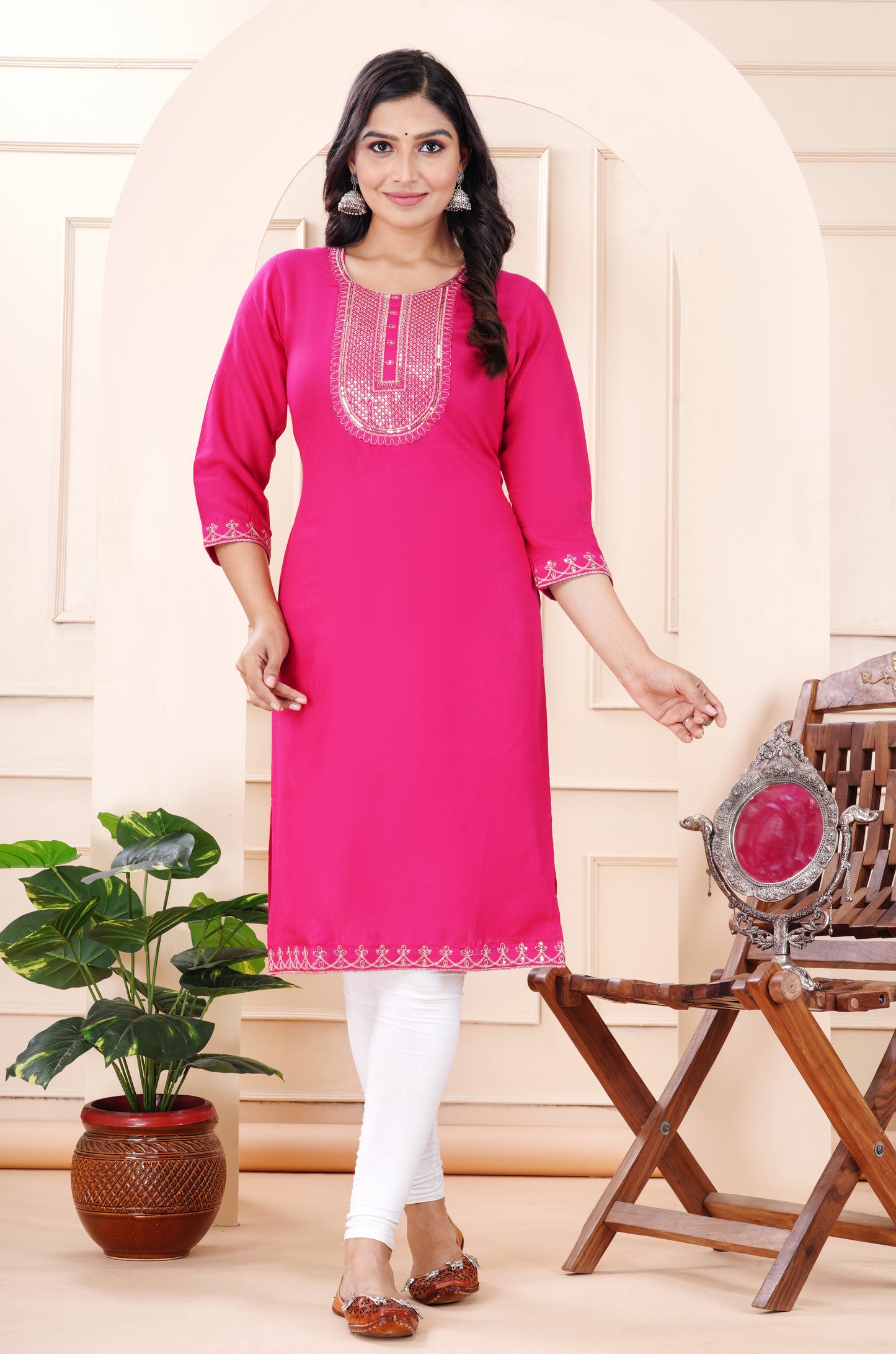 Rayon viscose embroidery kurti