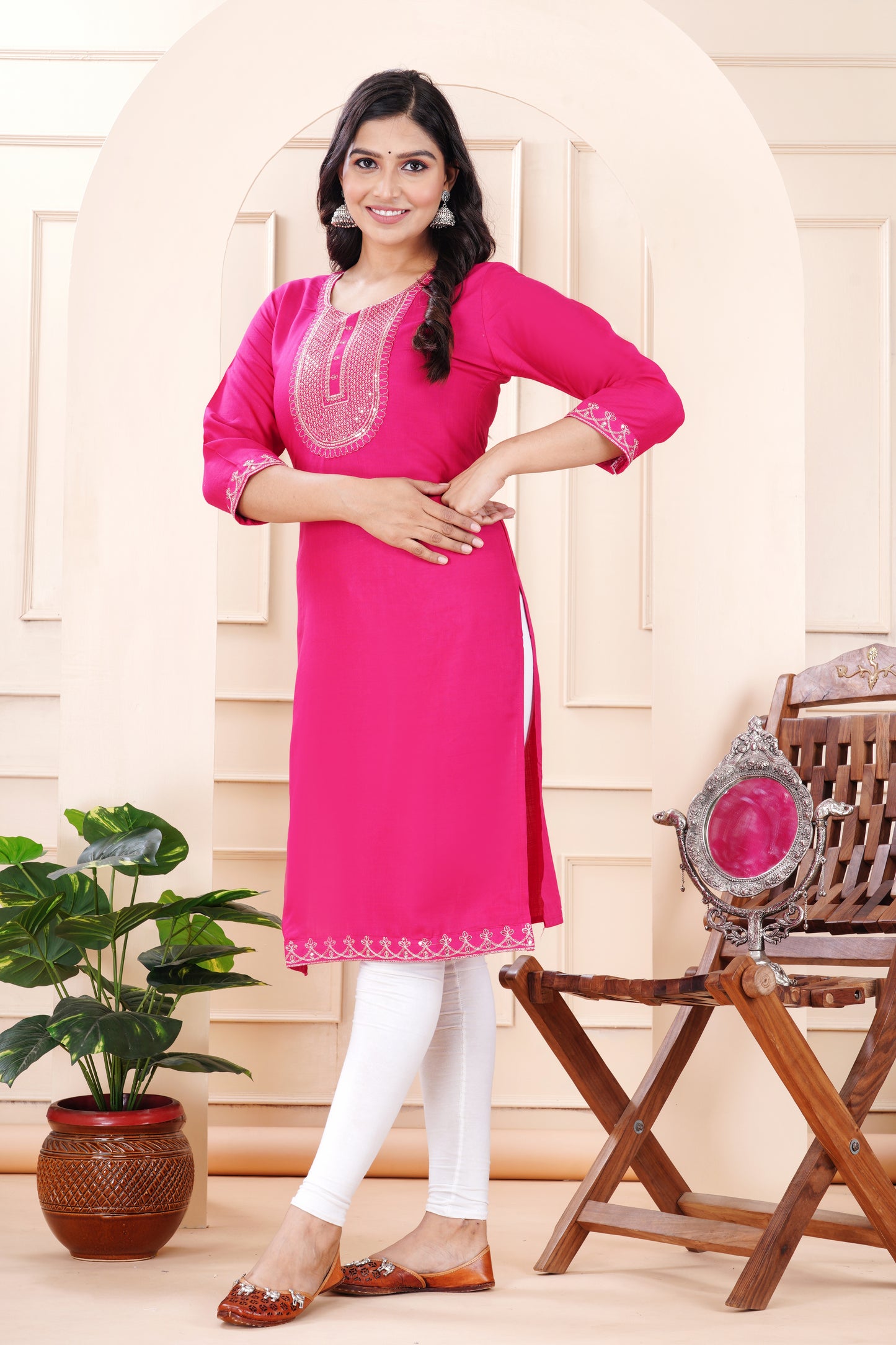 Rayon viscose embroidery kurti