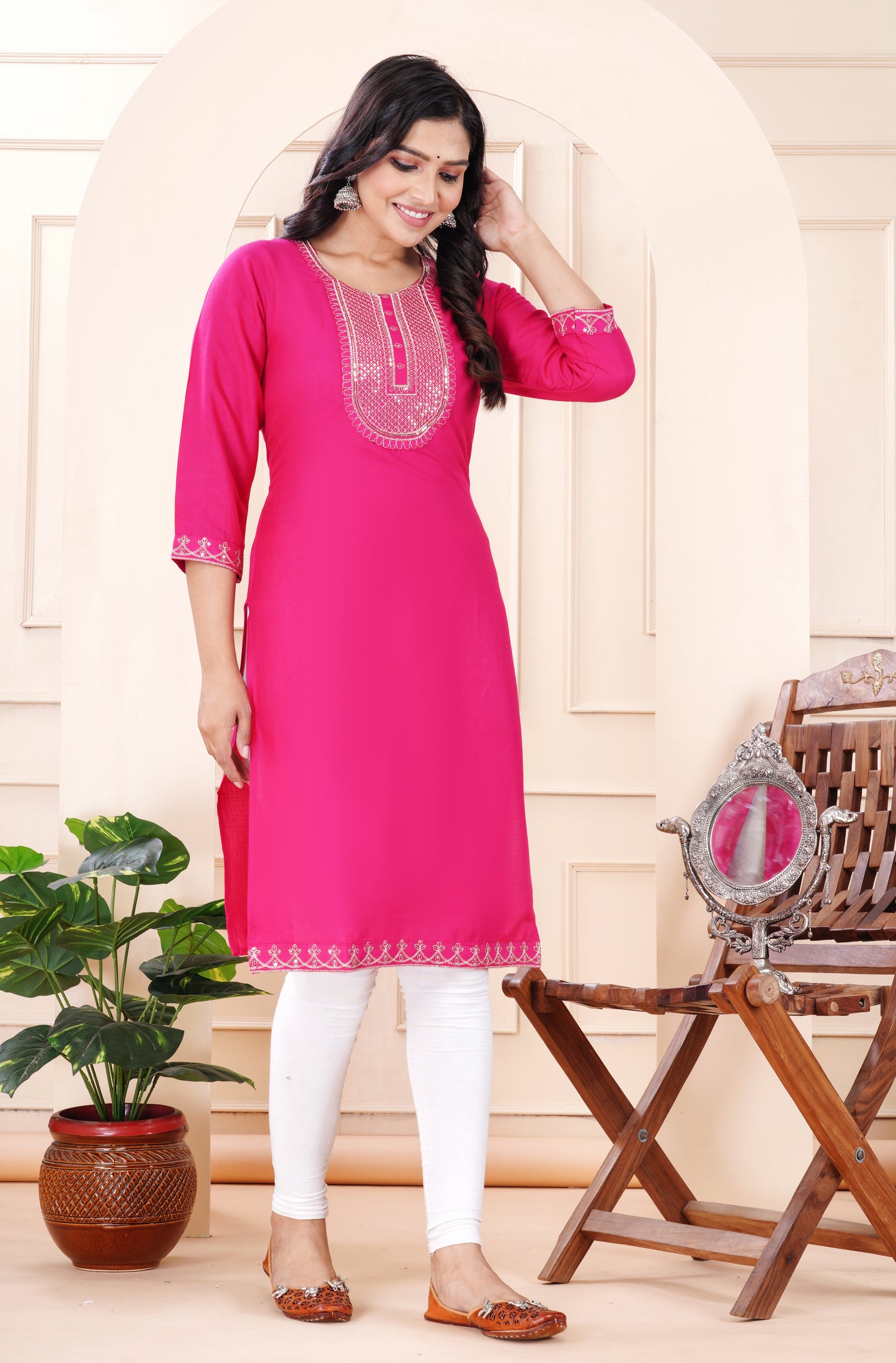 Rayon viscose embroidery kurti