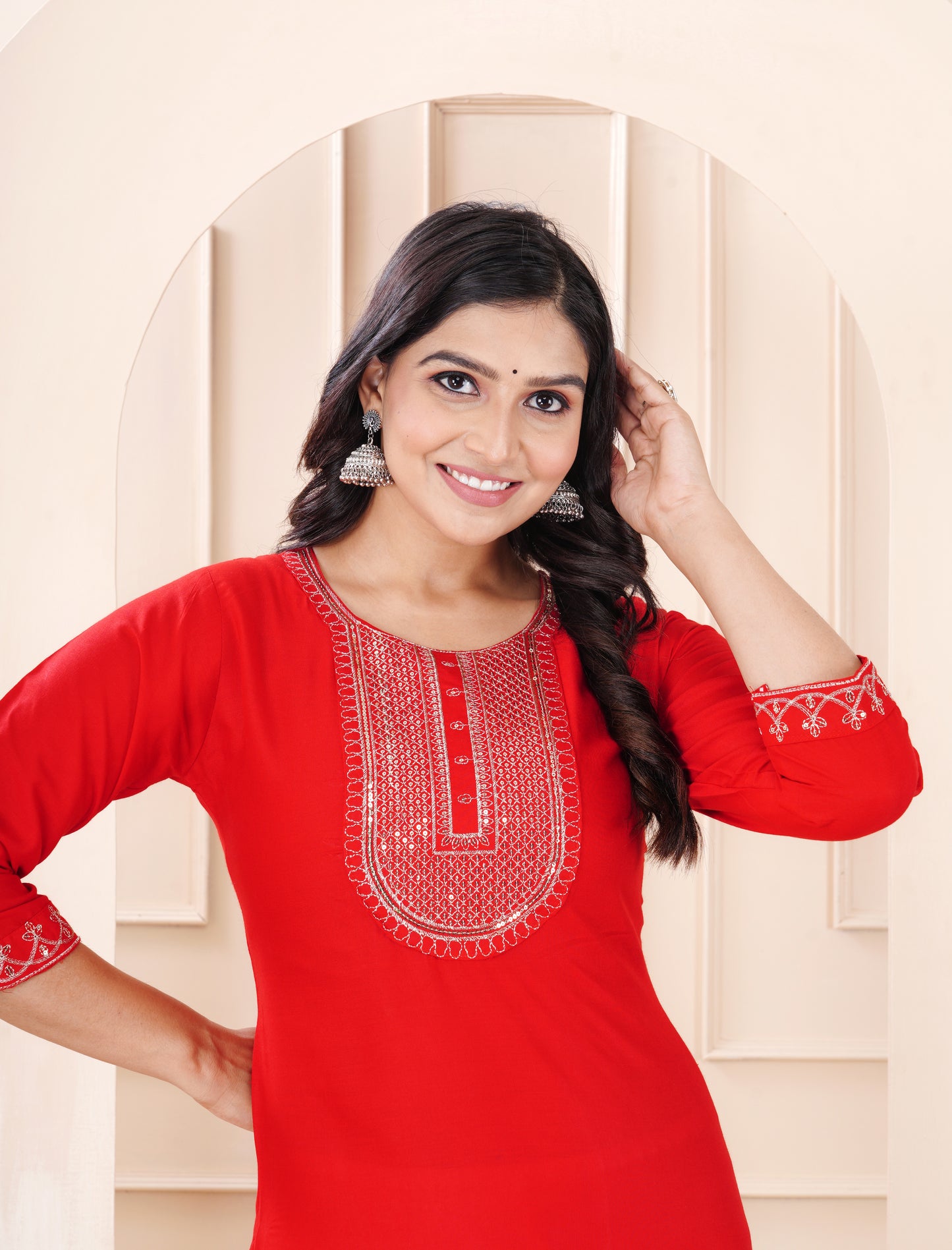 Rayon viscose embroidery kurti