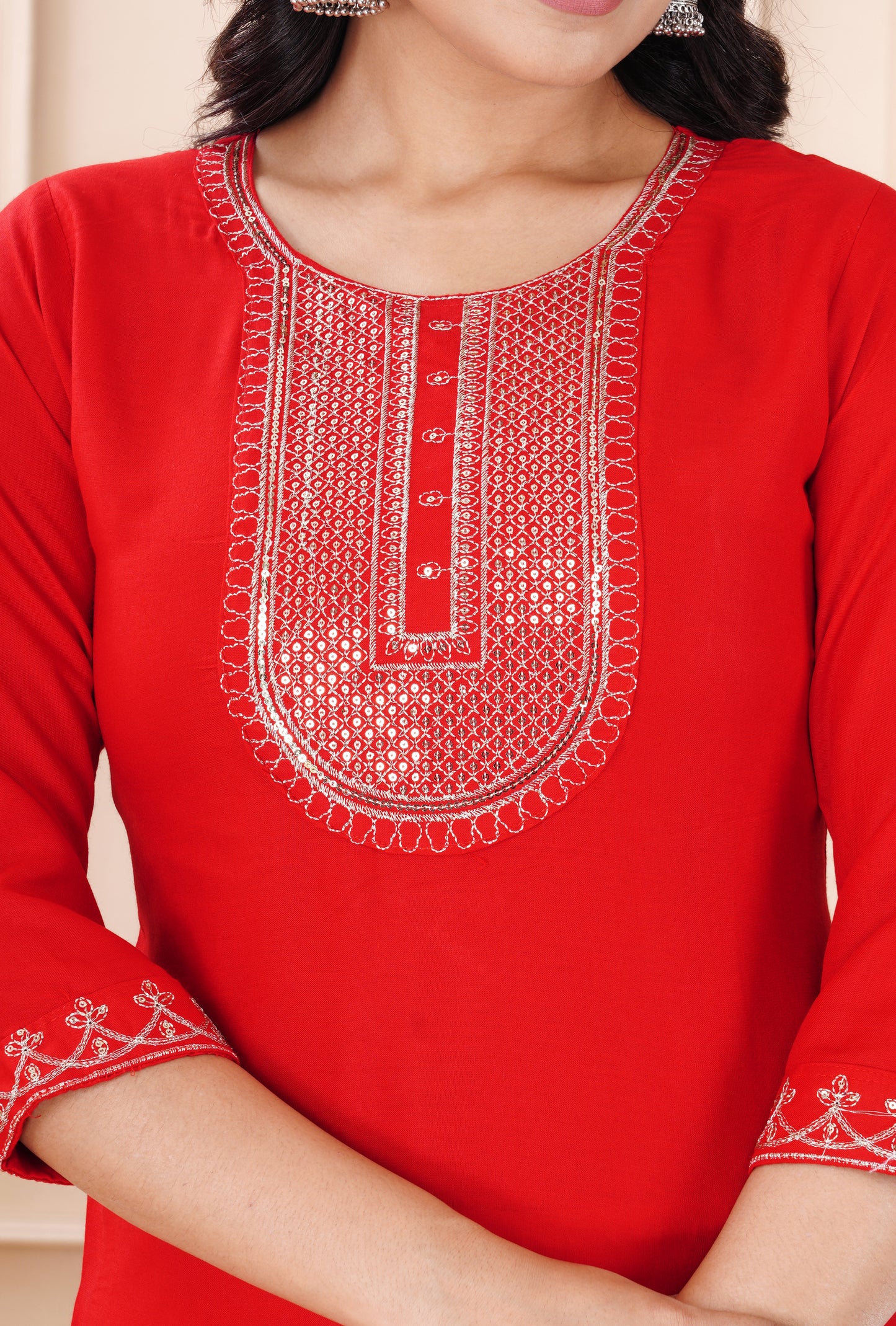Rayon viscose embroidery kurti