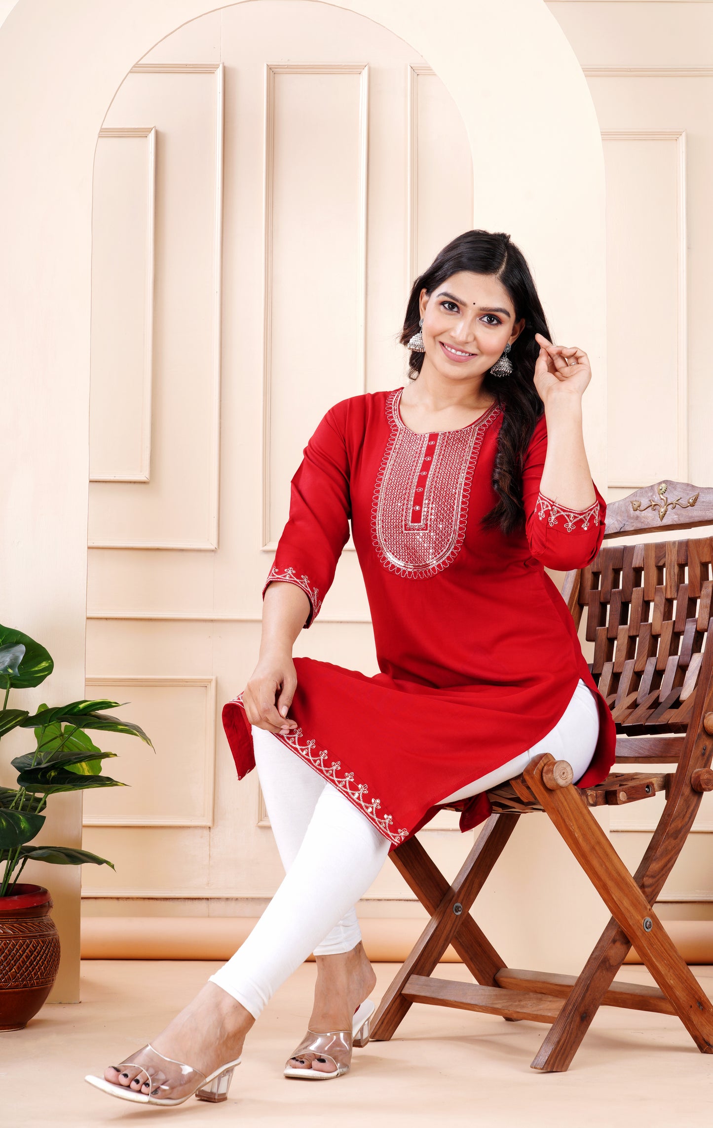 Rayon viscose embroidery kurti