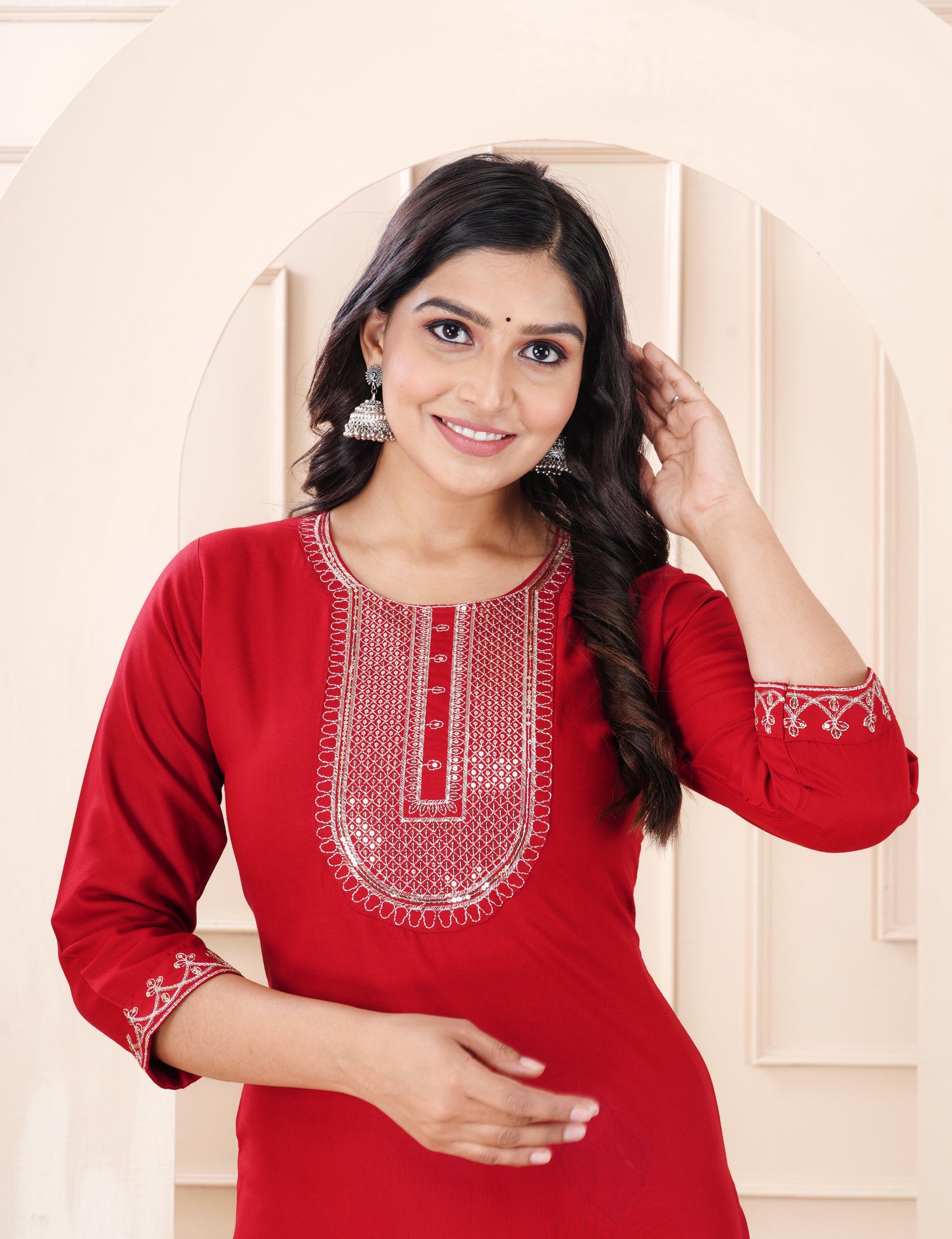Rayon viscose embroidery kurti