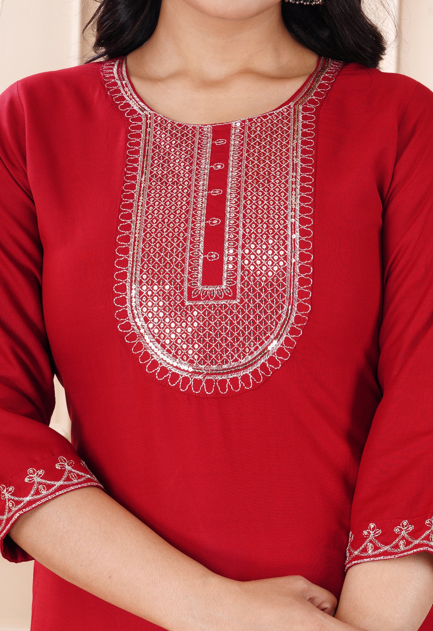 Rayon viscose embroidery kurti
