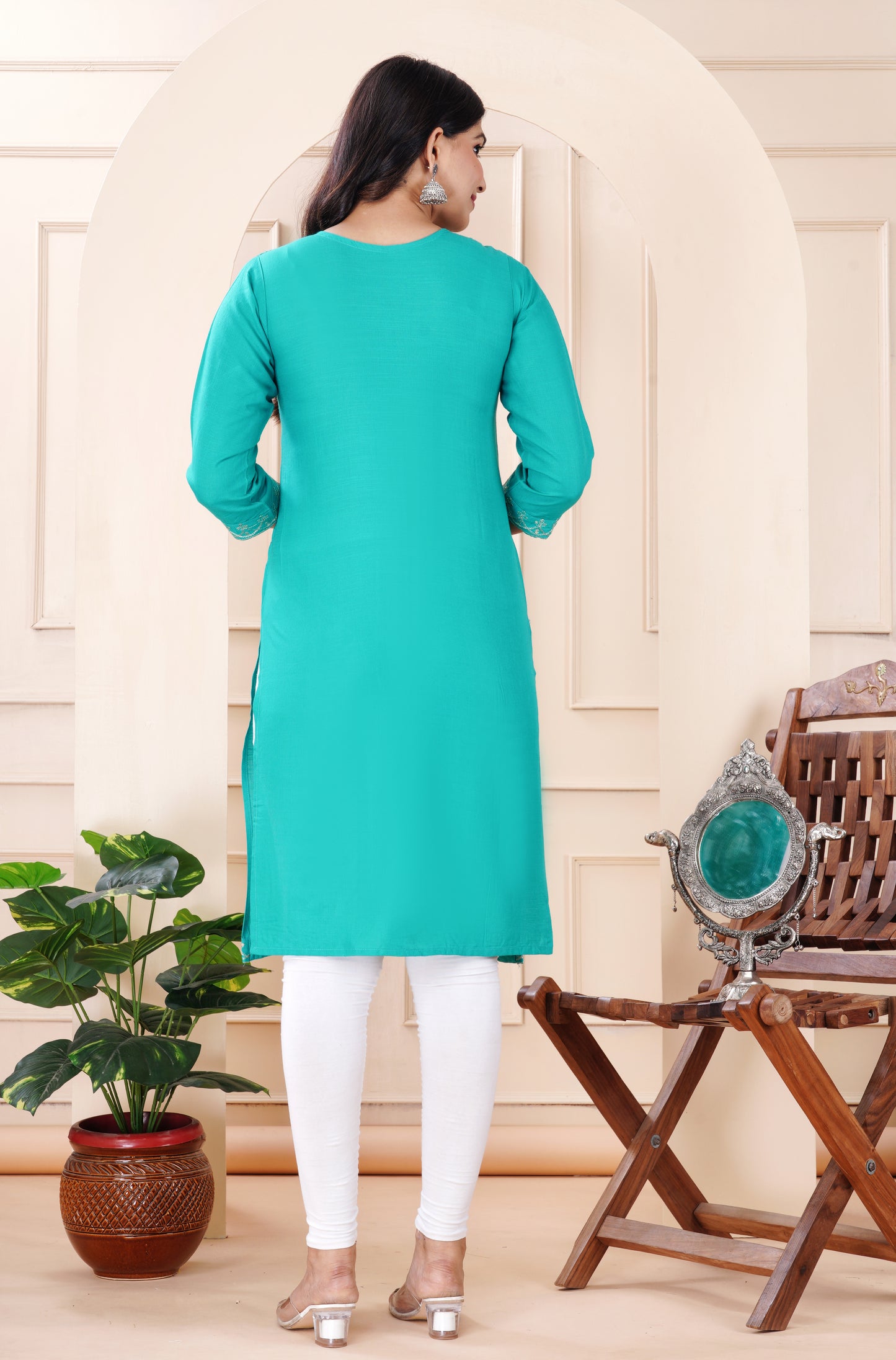 Rayon viscose embroidery kurti