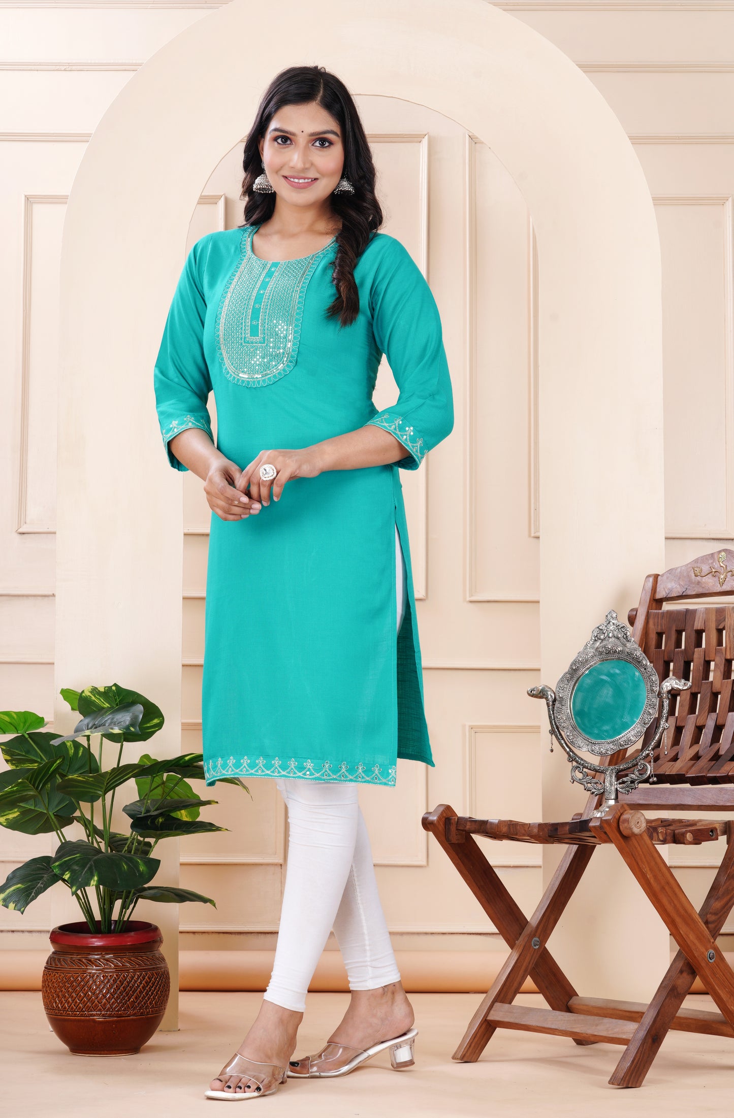 Rayon viscose embroidery kurti