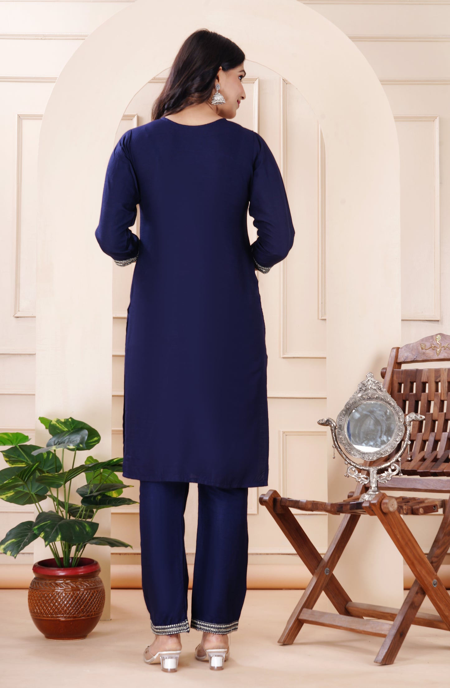 Rayon viscose embroidery kurti pant set
