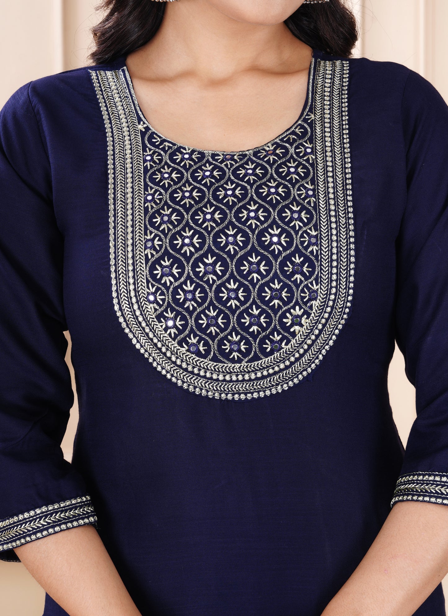 Rayon viscose embroidery kurti pant set