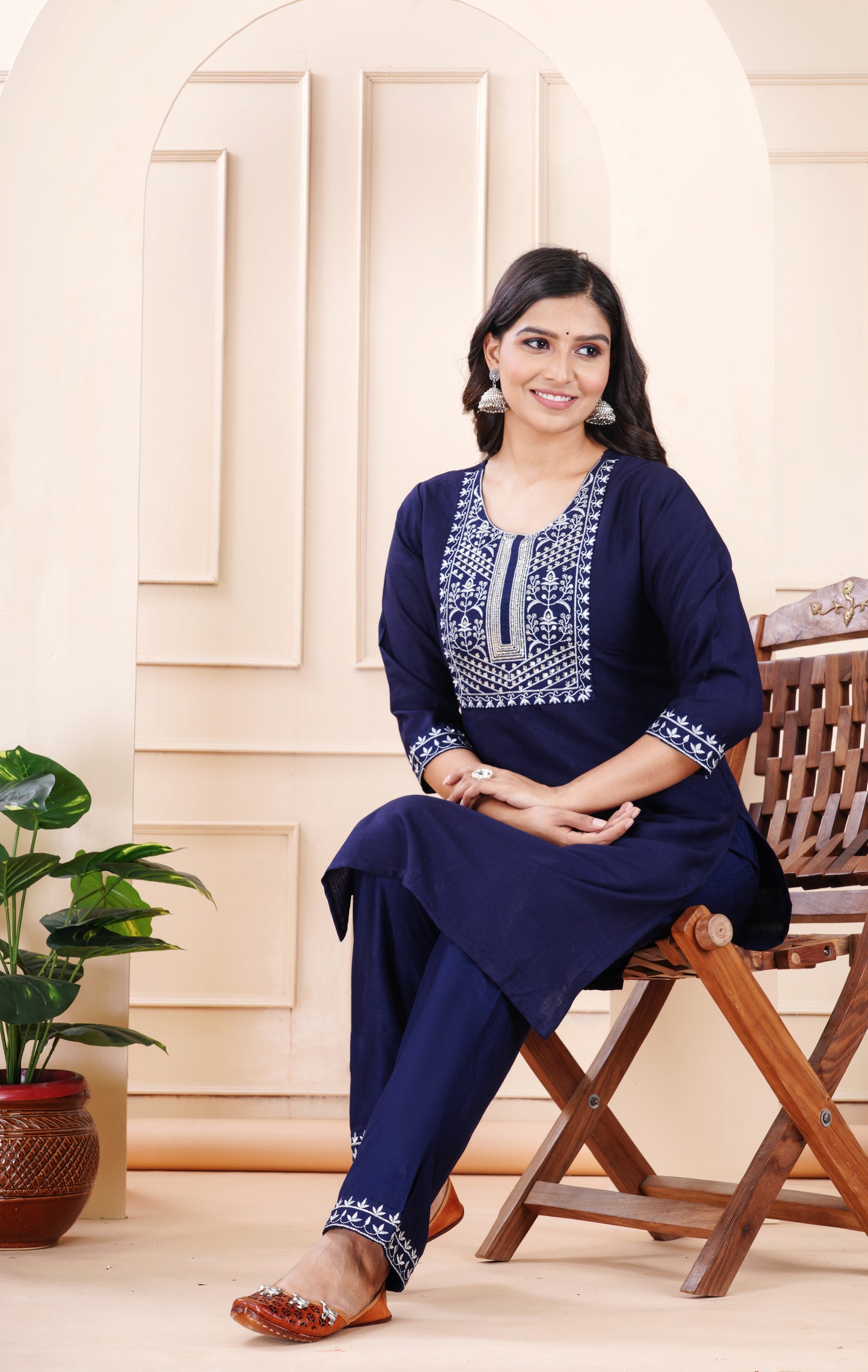 Rayon viscose embroidery kurti pant set