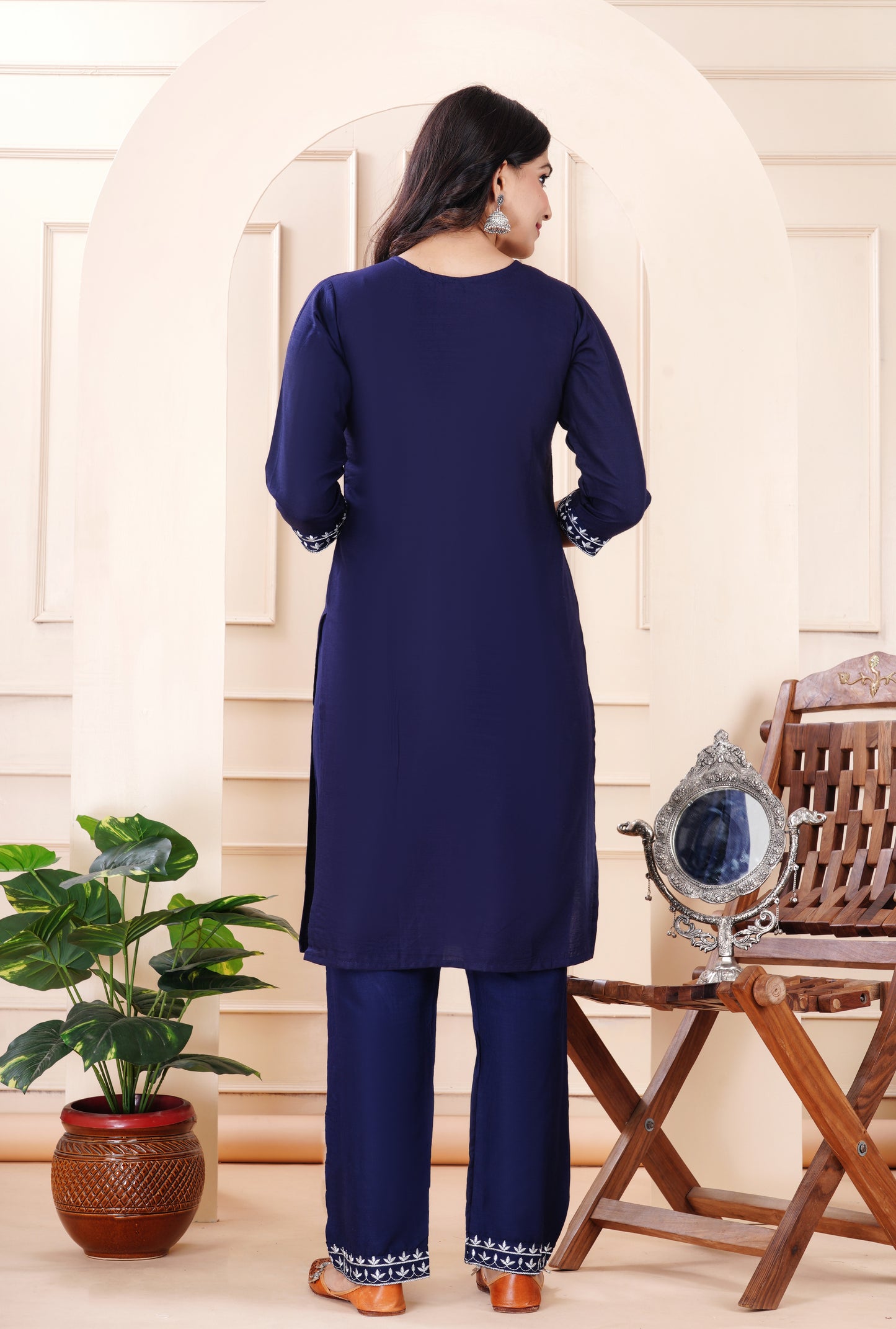 Rayon viscose embroidery kurti pant set