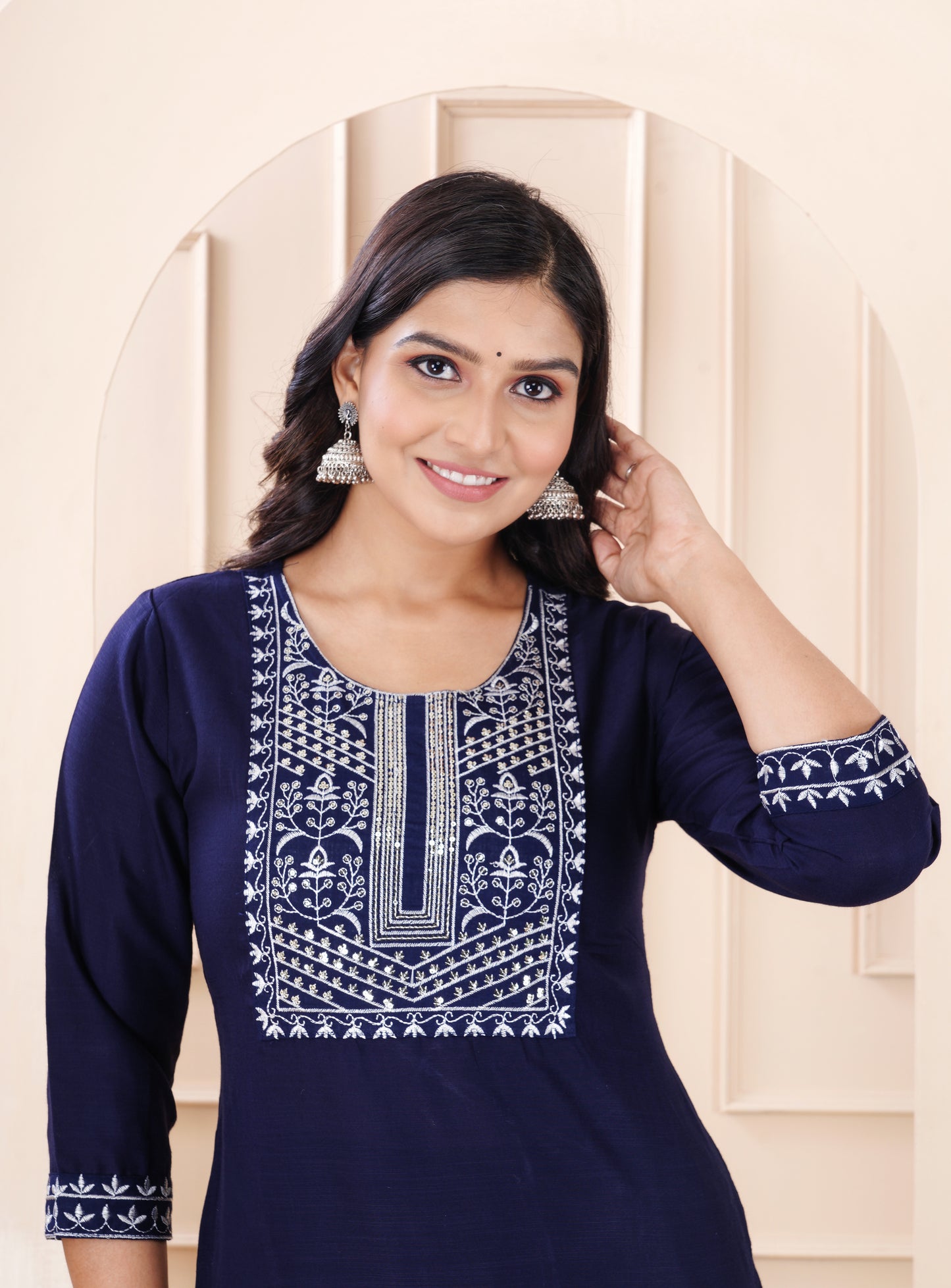 Rayon viscose embroidery kurti pant set
