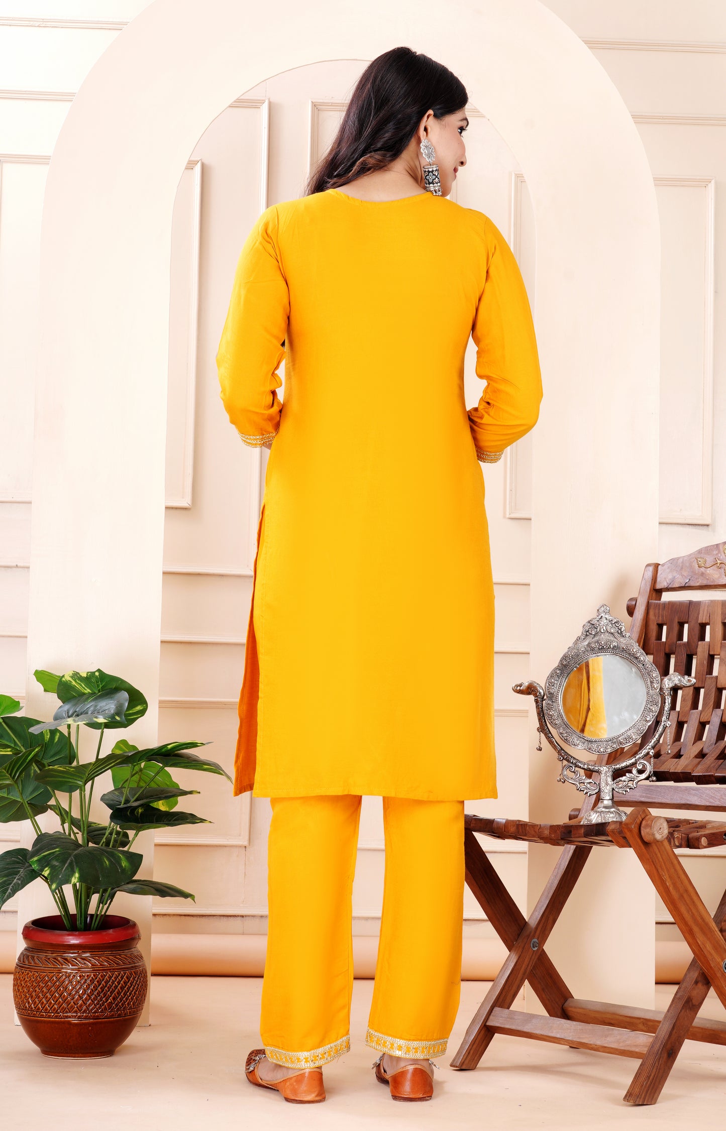 Rayon viscose embroidery kurti pant set