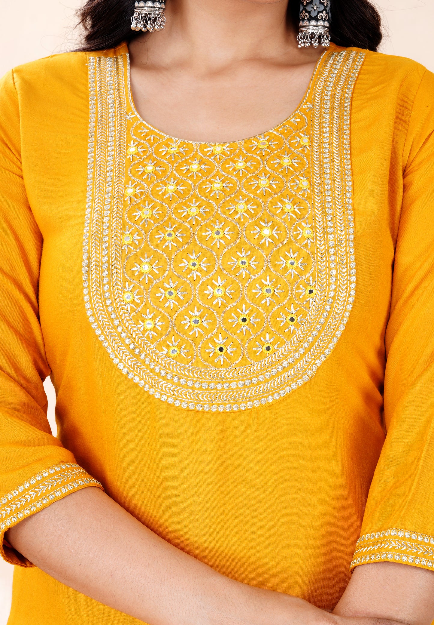 Rayon viscose embroidery kurti pant set