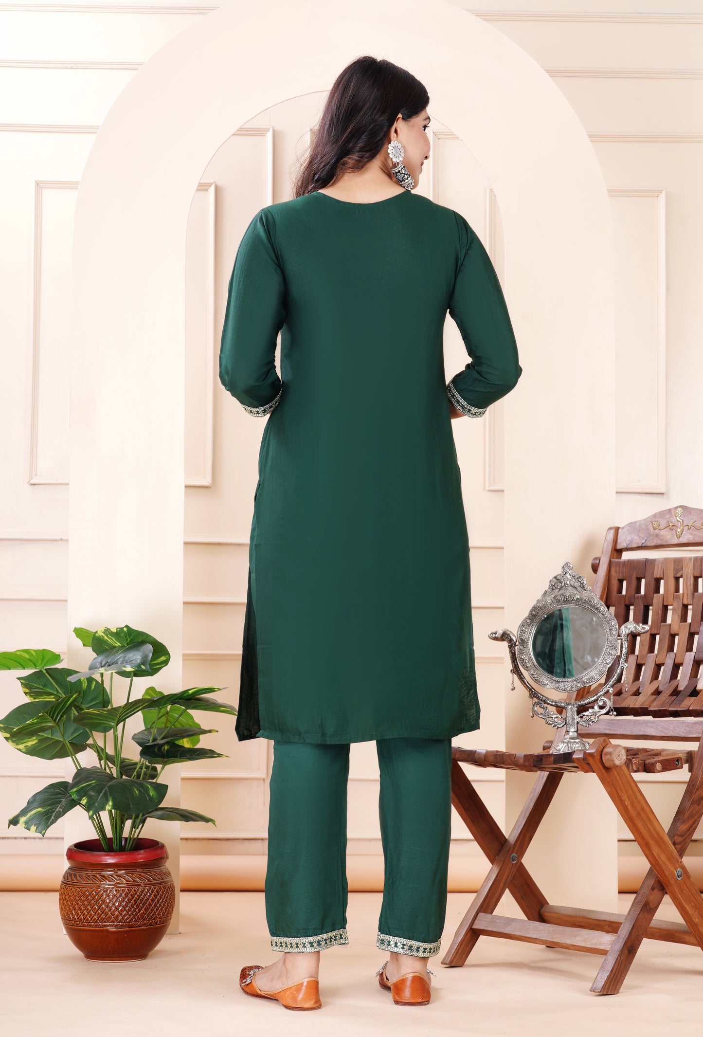 Rayon viscose embroidery kurti pant set