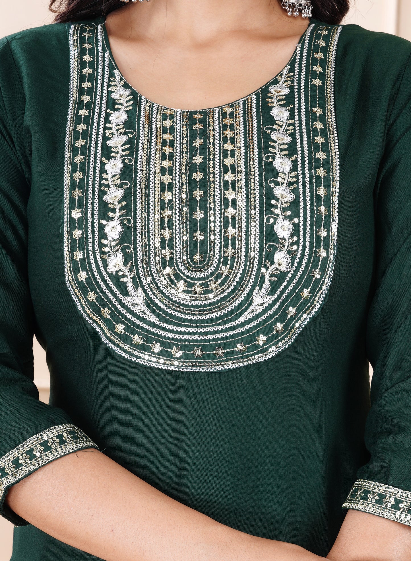 Rayon viscose embroidery kurti pant set