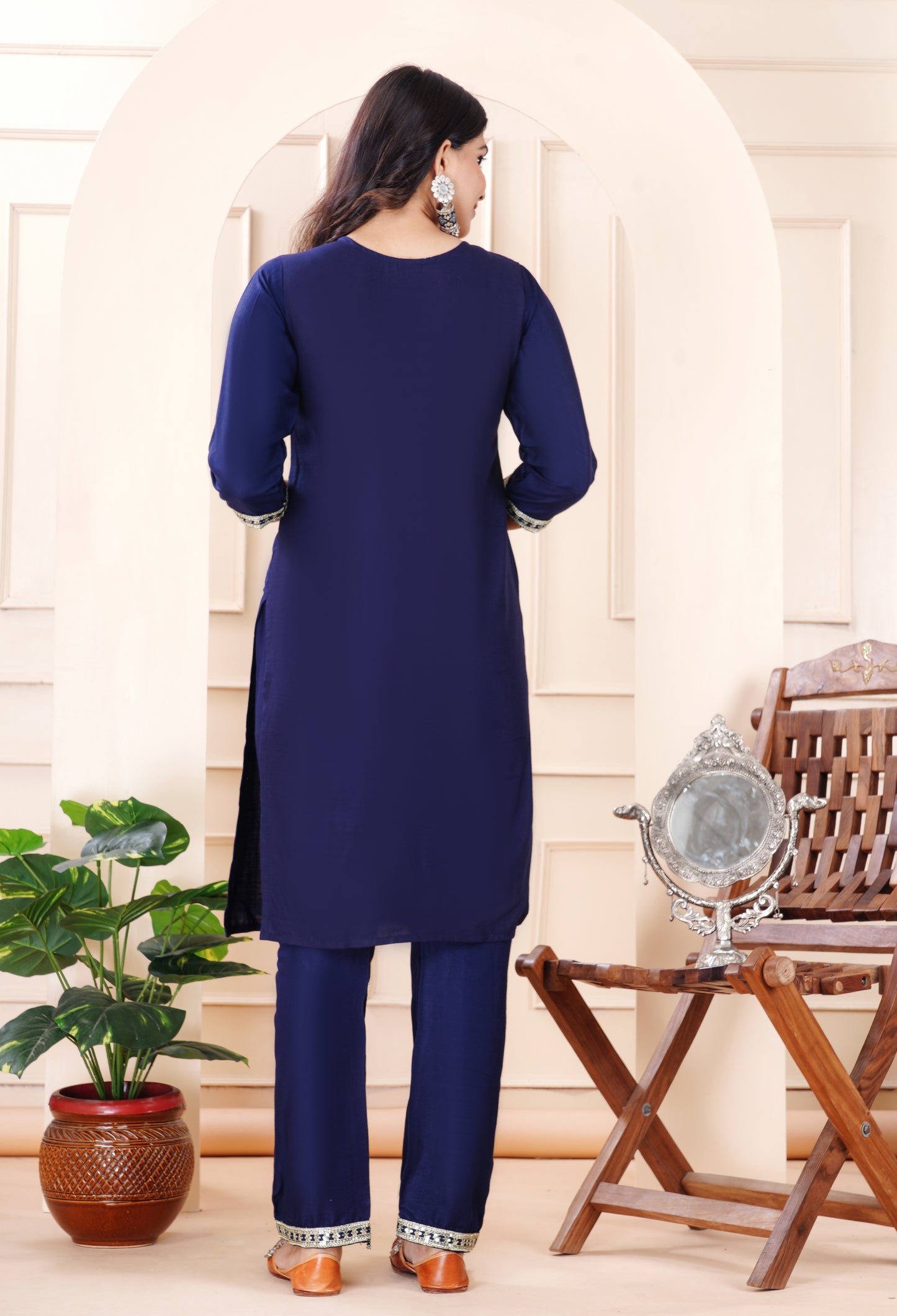 Rayon viscose embroidery kurti pant set