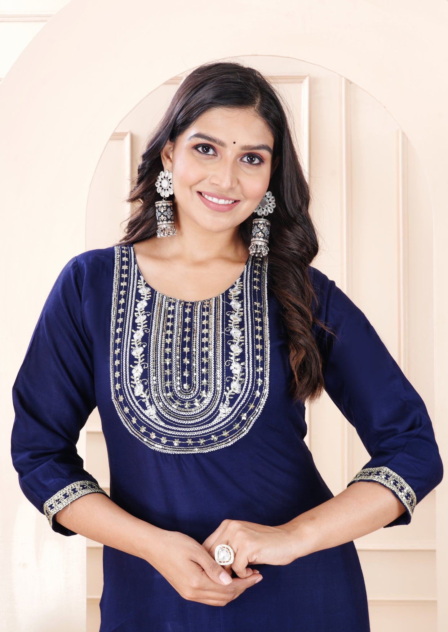 Rayon viscose embroidery kurti pant set