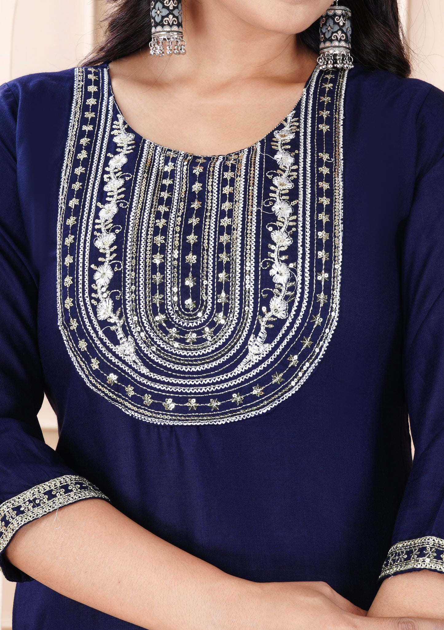 Rayon viscose embroidery kurti pant set