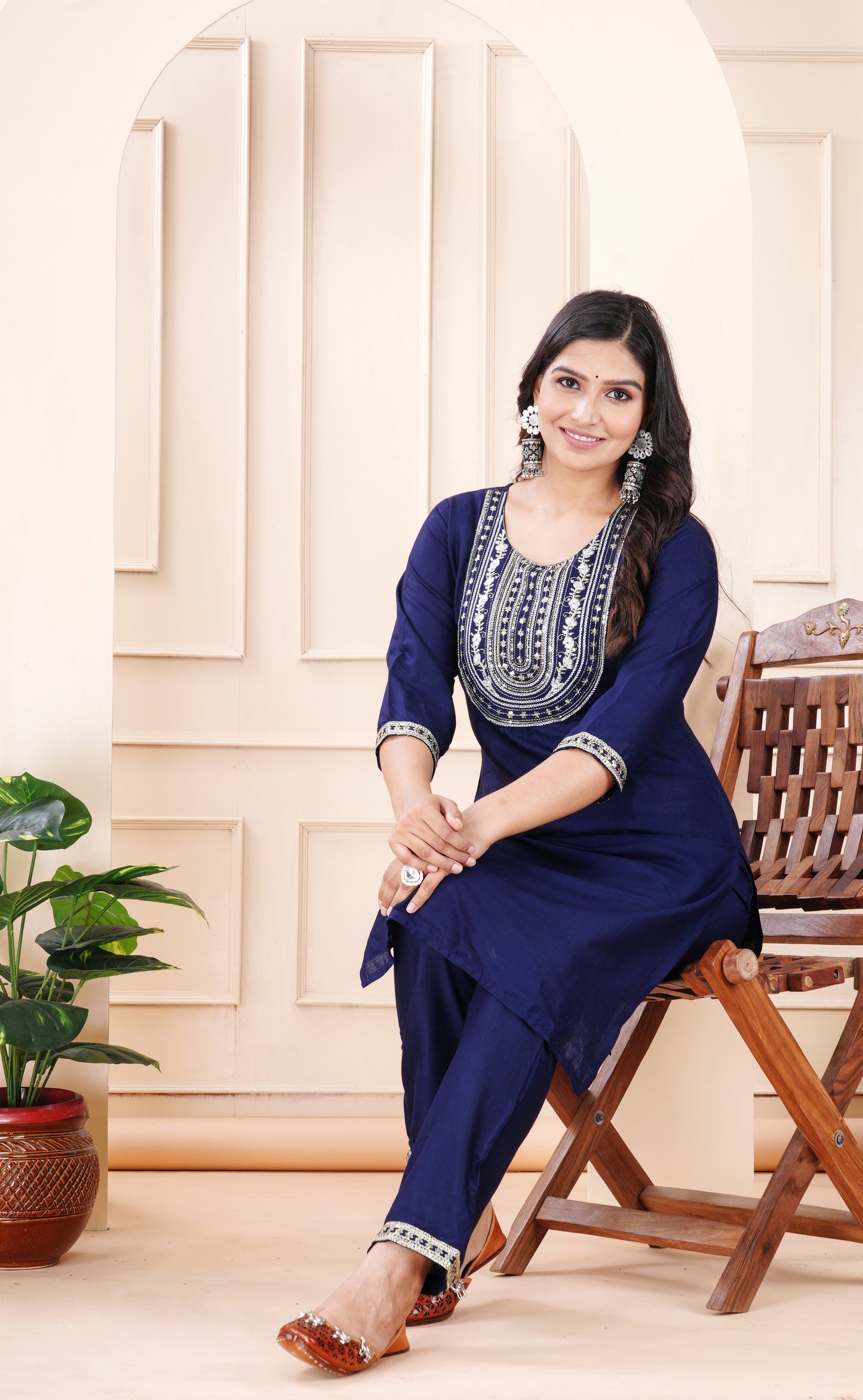 Rayon viscose embroidery kurti pant set