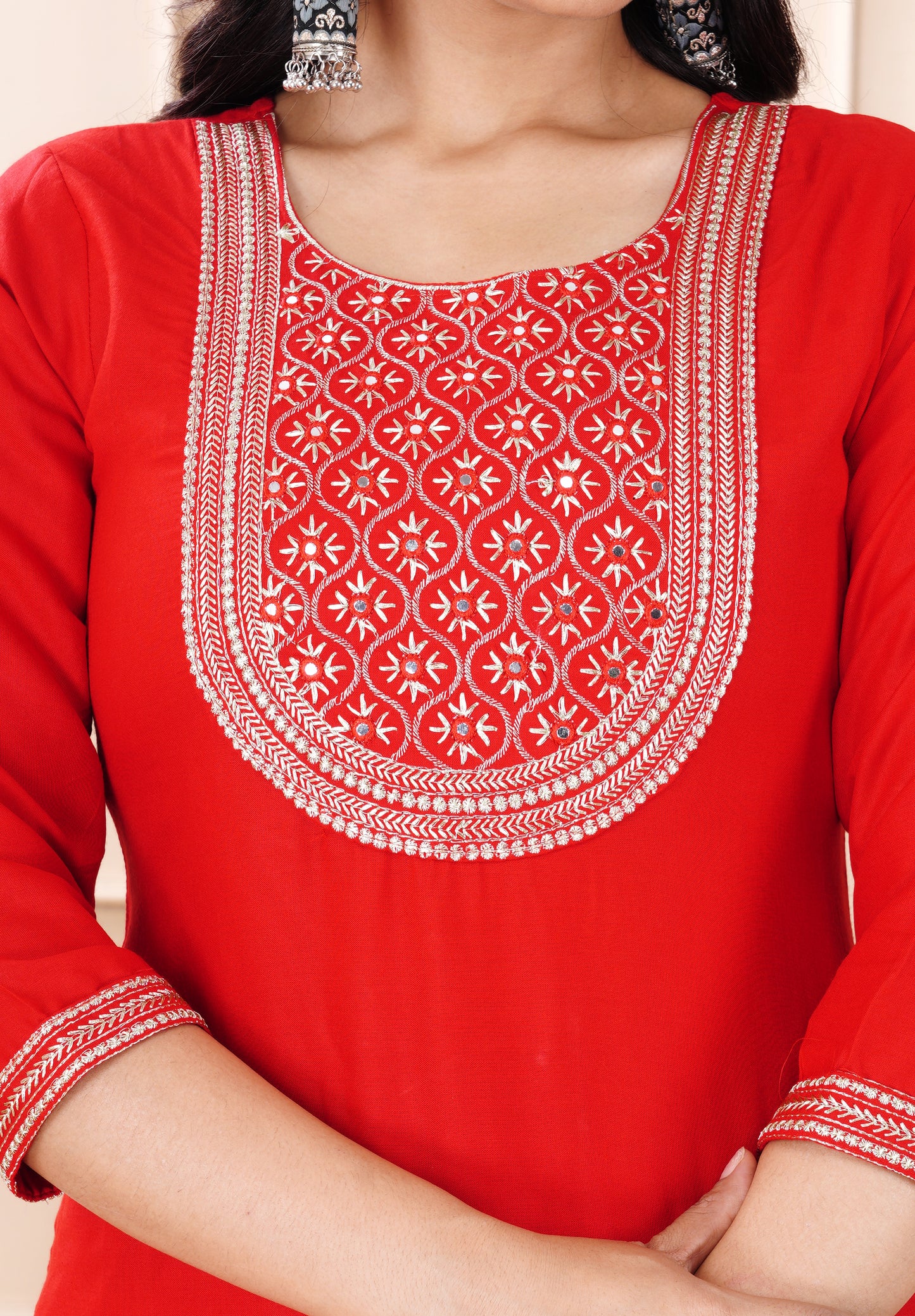Rayon viscose embroidery kurti pant set