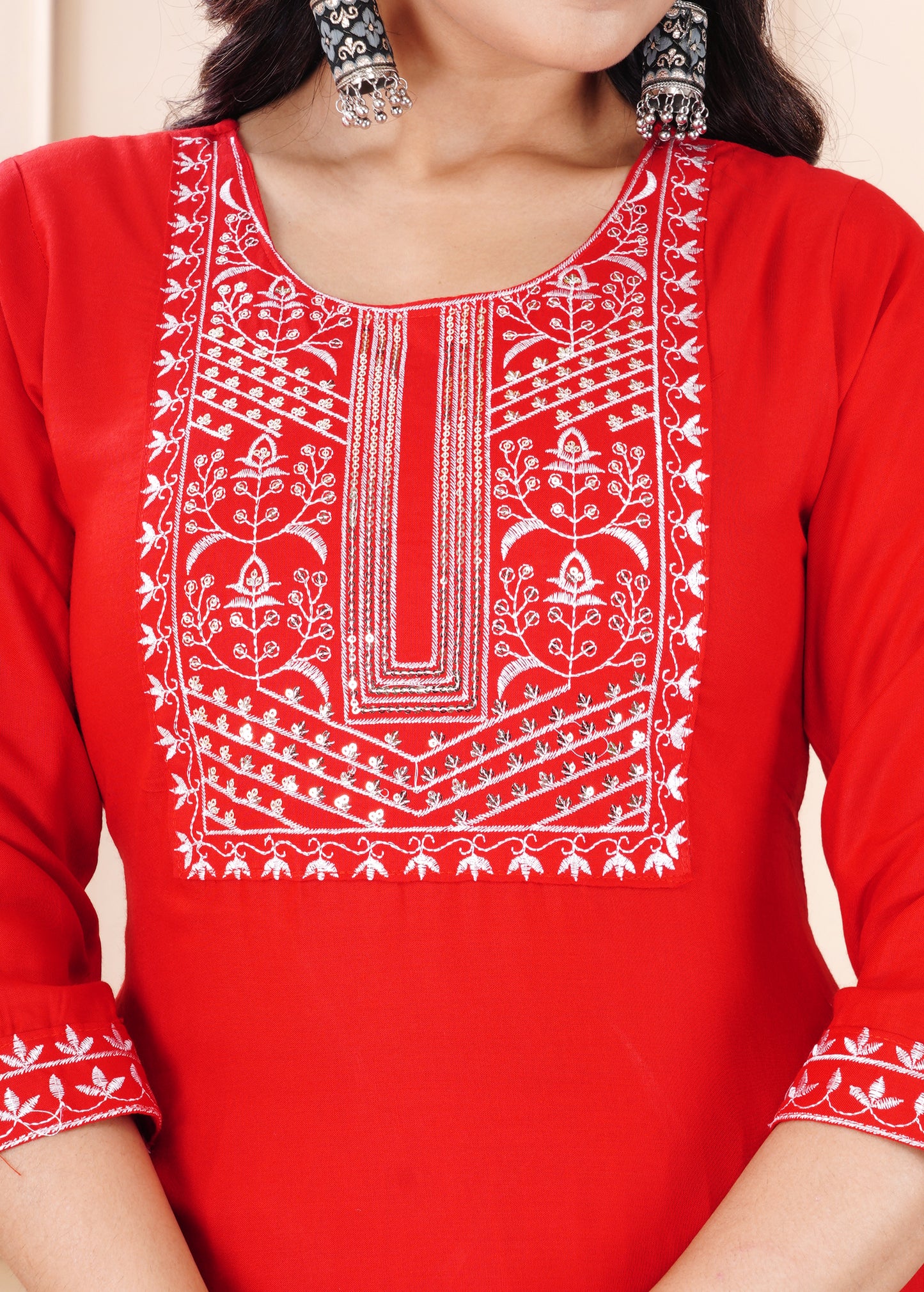 Rayon viscose embroidery kurti pant set