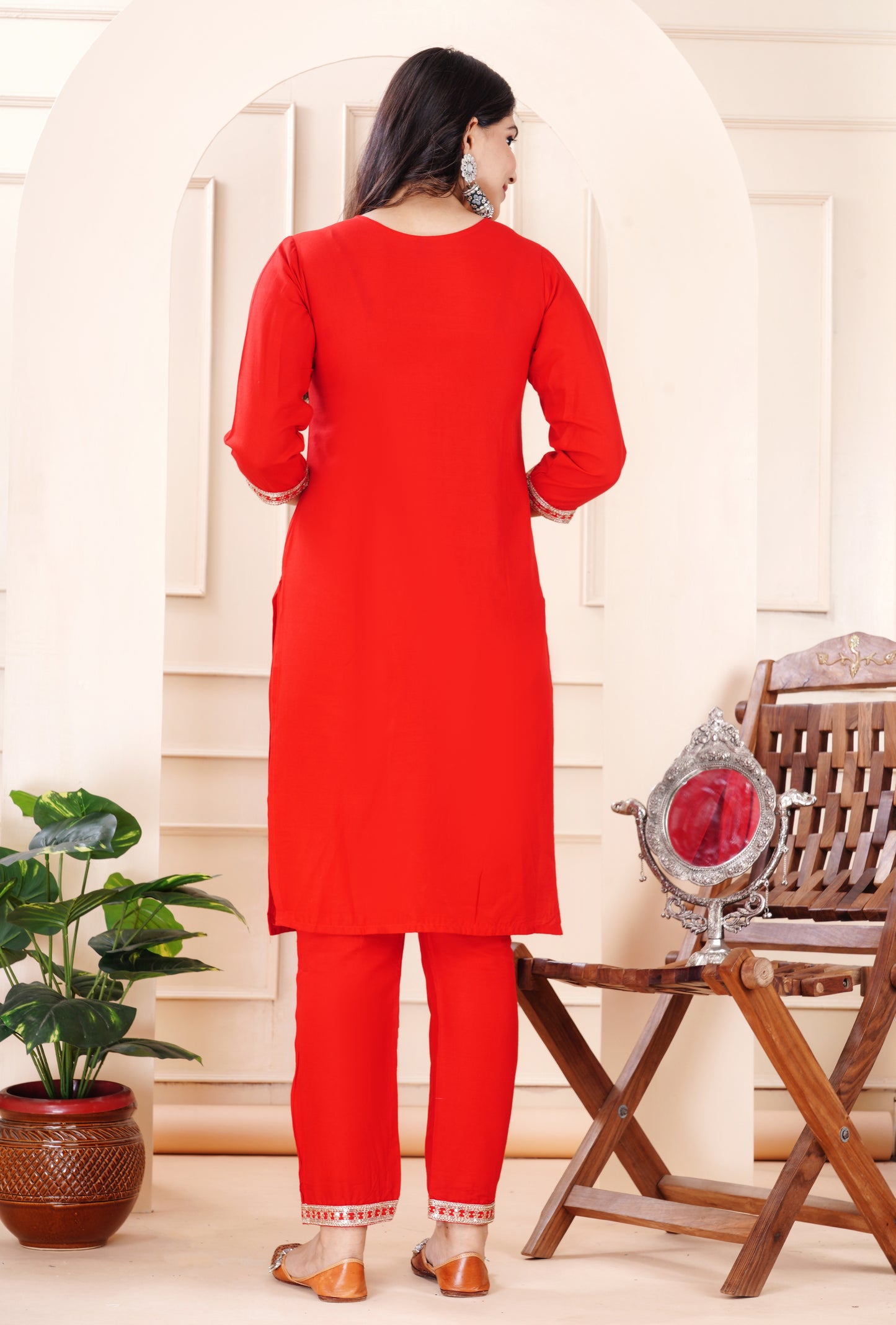 Rayon viscose embroidery kurti pant set