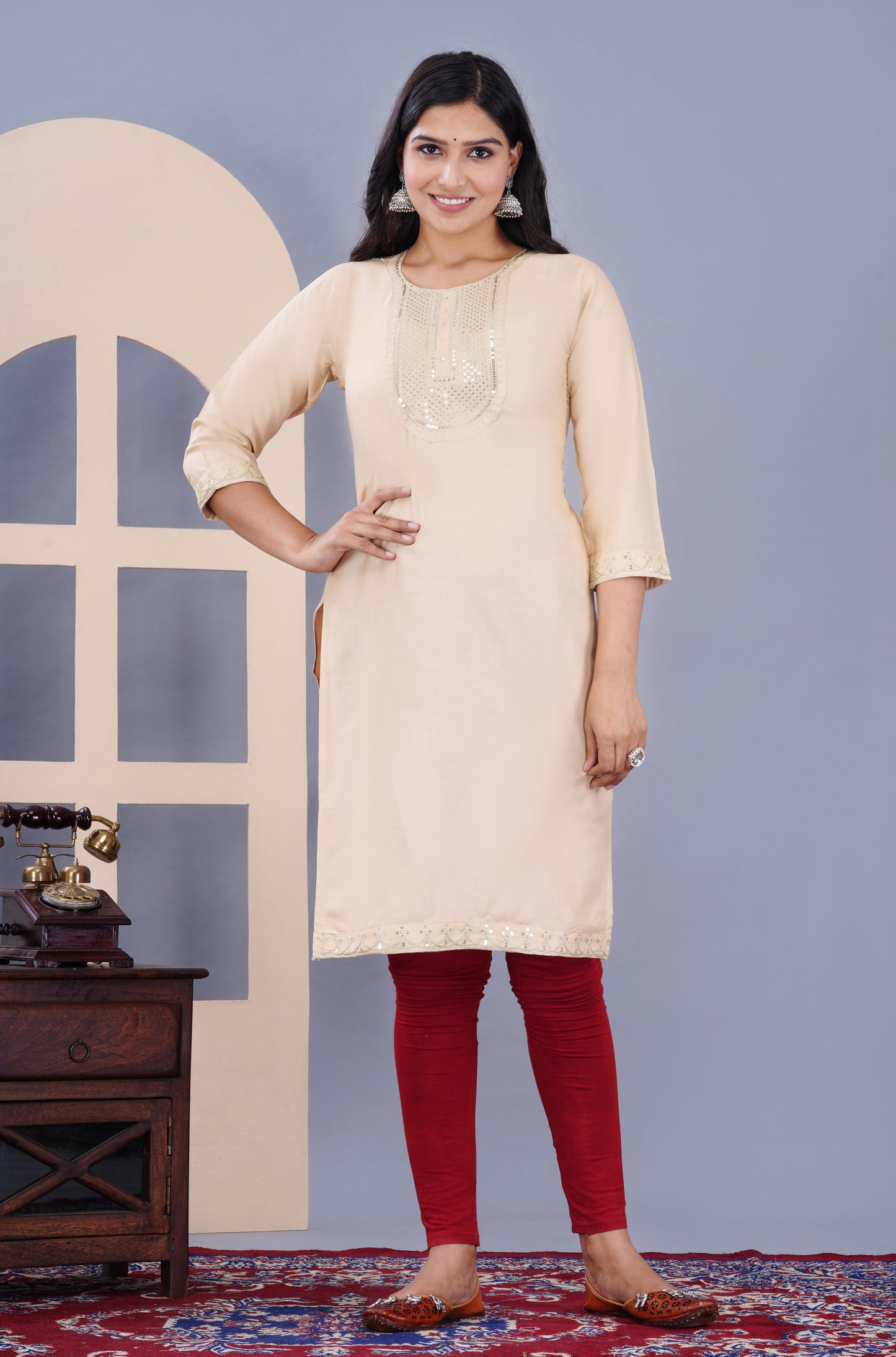 Rayon viscose embroidery kurti