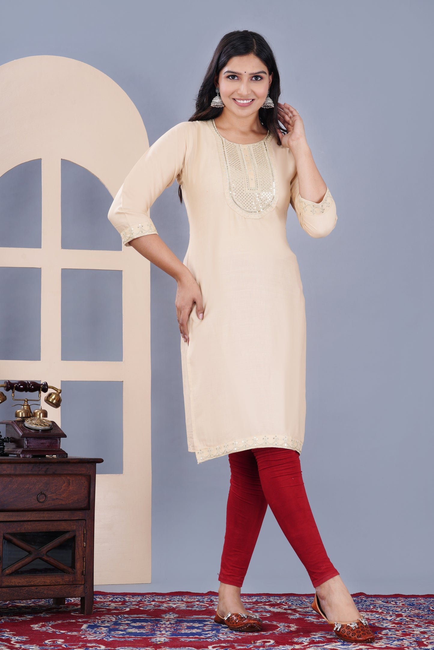 Rayon viscose embroidery kurti
