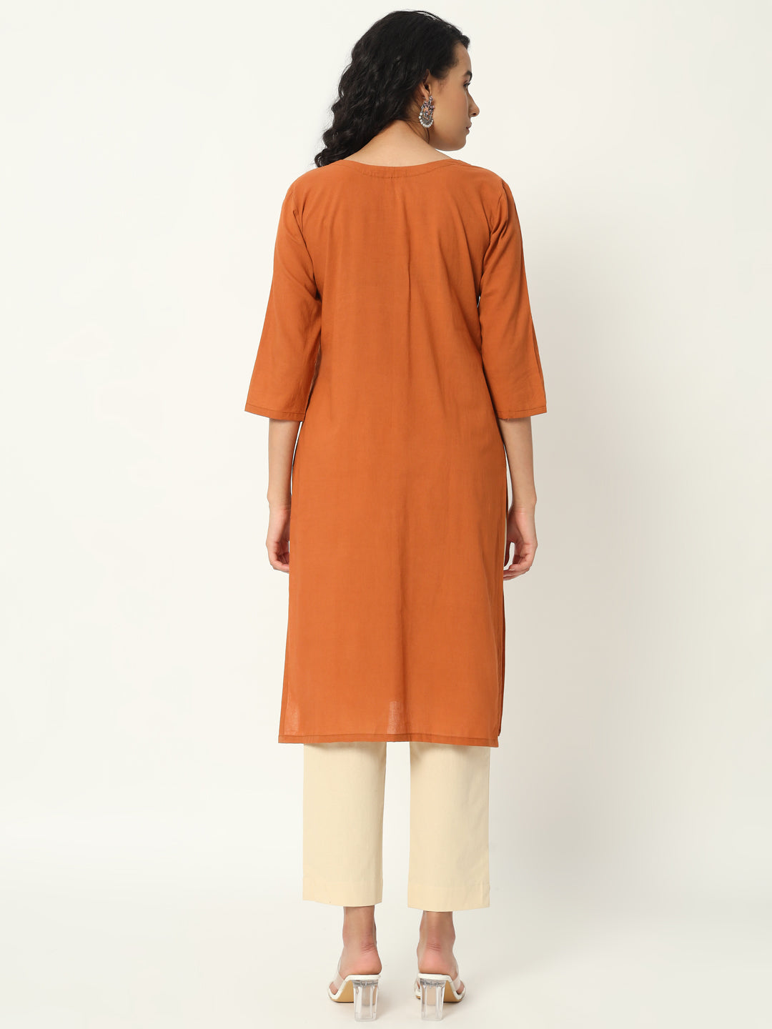 Cinamon Cotton Pintuck Long Kurta - SAFED DHAGA 