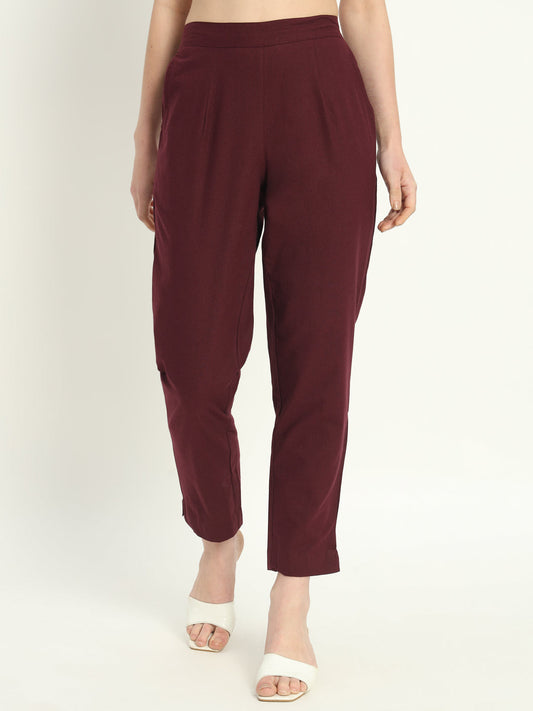 WINE COTTON PANTS - SAFED DHAGA 