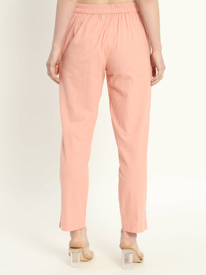 PEACH COTTON PANTS - SAFED DHAGA 