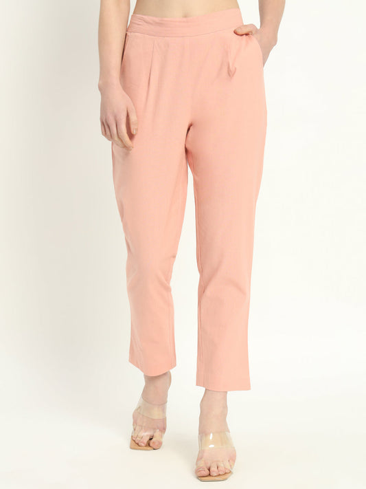 PEACH COTTON PANTS - SAFED DHAGA 