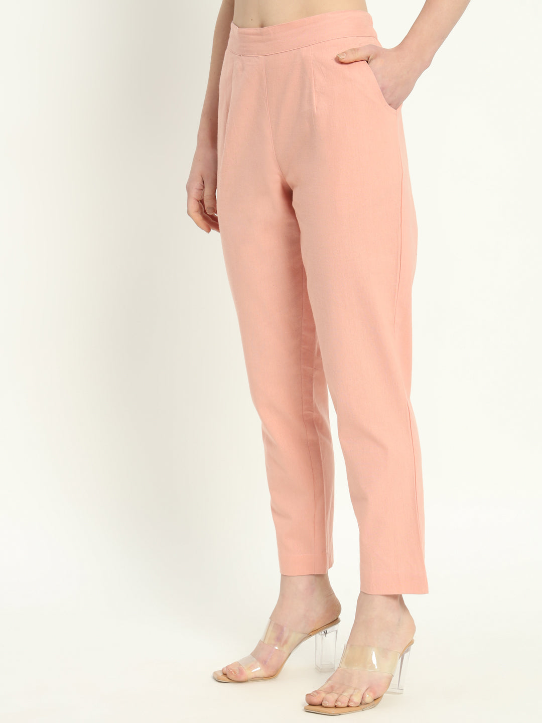 PEACH COTTON PANTS - SAFED DHAGA 