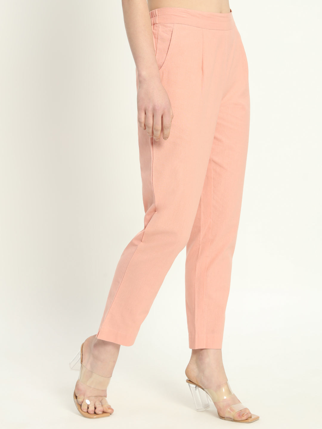 PEACH COTTON PANTS - SAFED DHAGA 