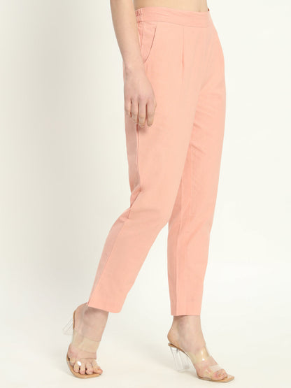 PEACH COTTON PANTS - SAFED DHAGA 